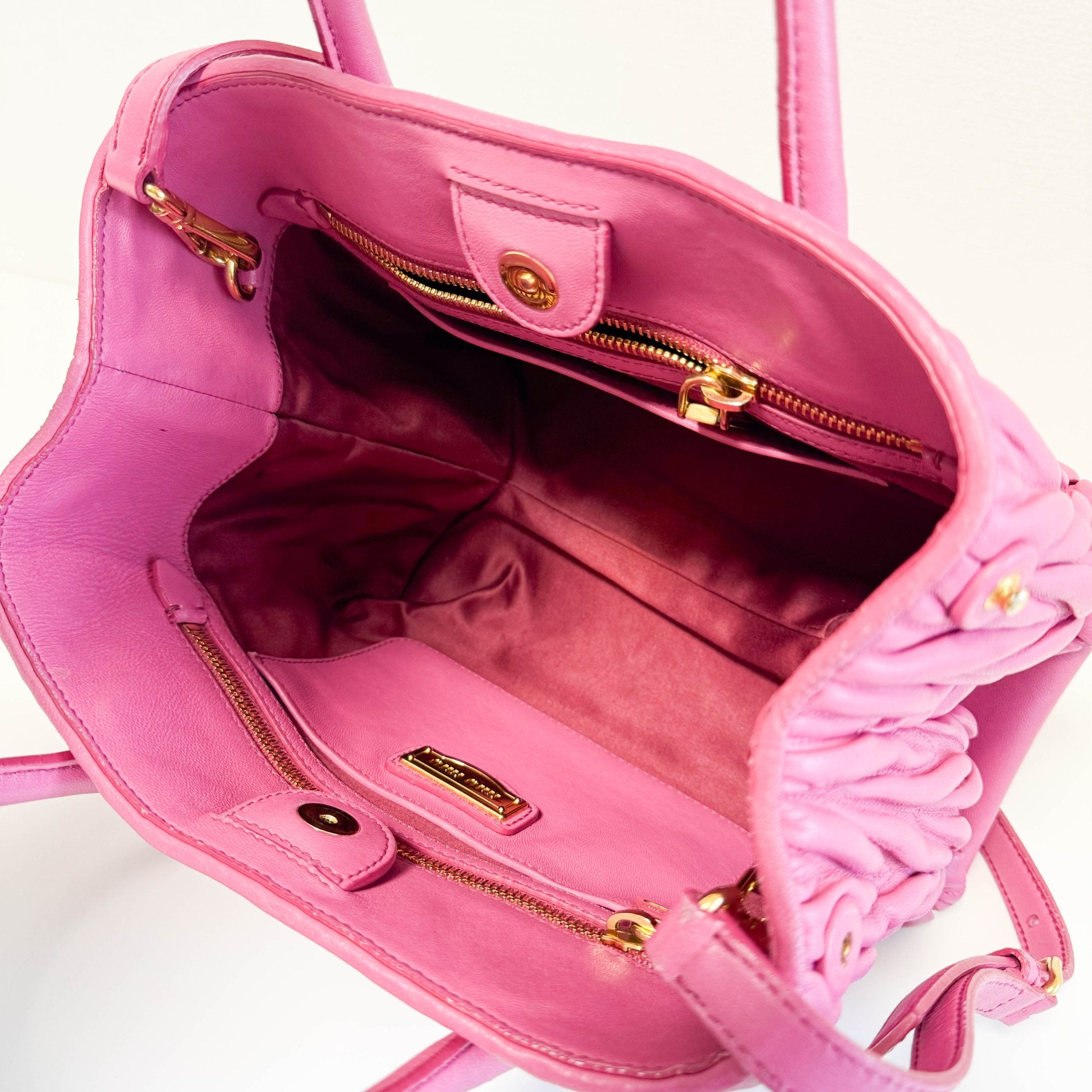 MIU MIU Nappa Matelassé Leather Top Handle Shoulder Bag Pink, in , Sold by HIVE PRELOVED - Handle Bags, ,
