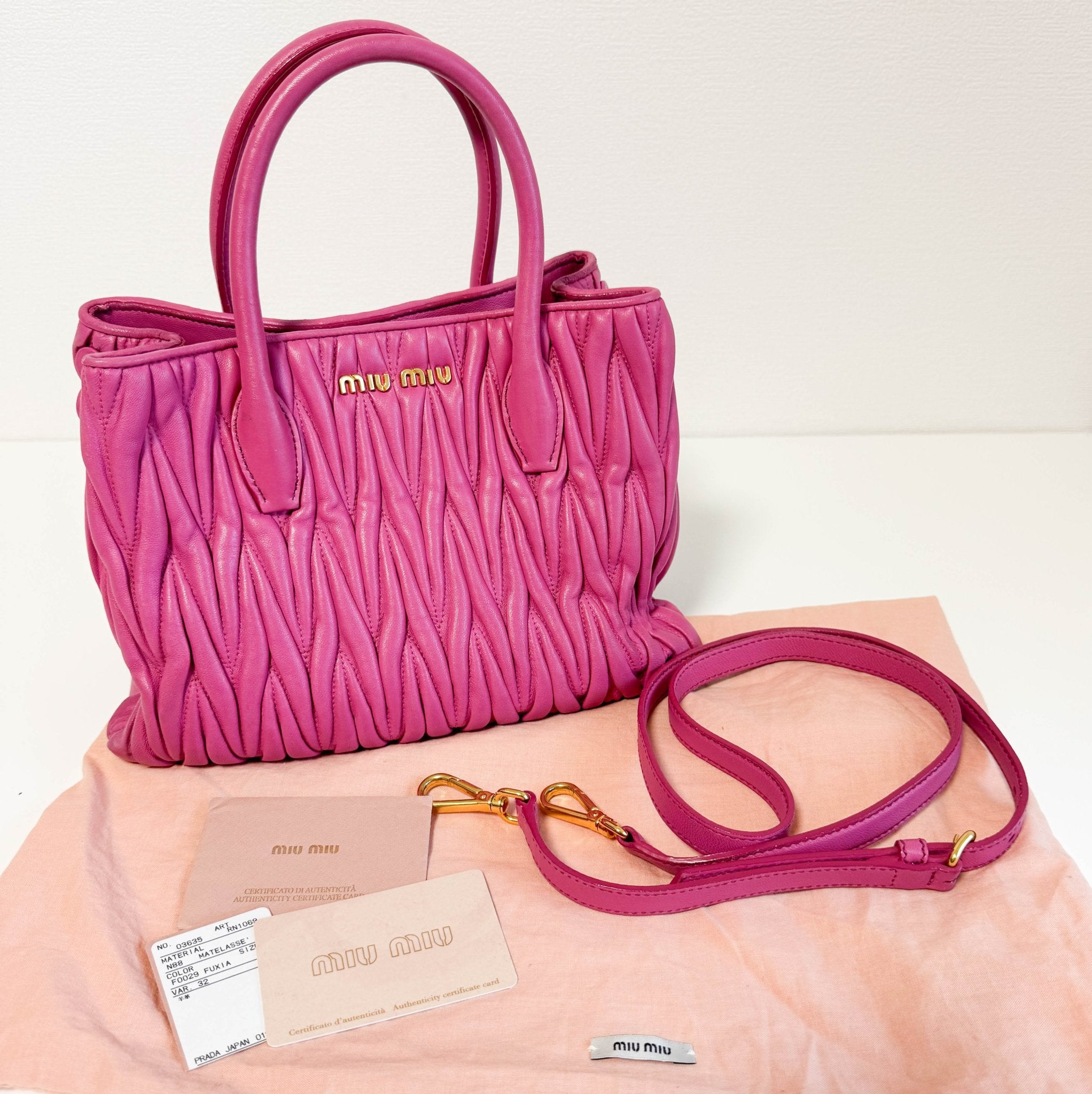 MIU MIU Nappa Matelassé Leather Top Handle Shoulder Bag Pink, in , Sold by HIVE PRELOVED - Handle Bags, ,