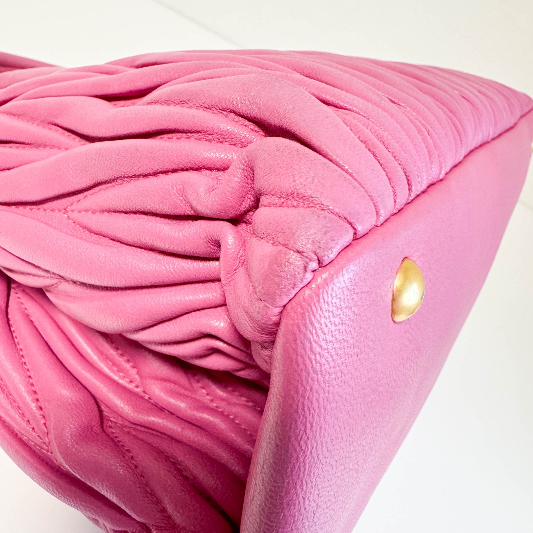 MIU MIU Nappa Matelassé Leather Top Handle Shoulder Bag Pink, in , Sold by HIVE PRELOVED - Handle Bags, ,