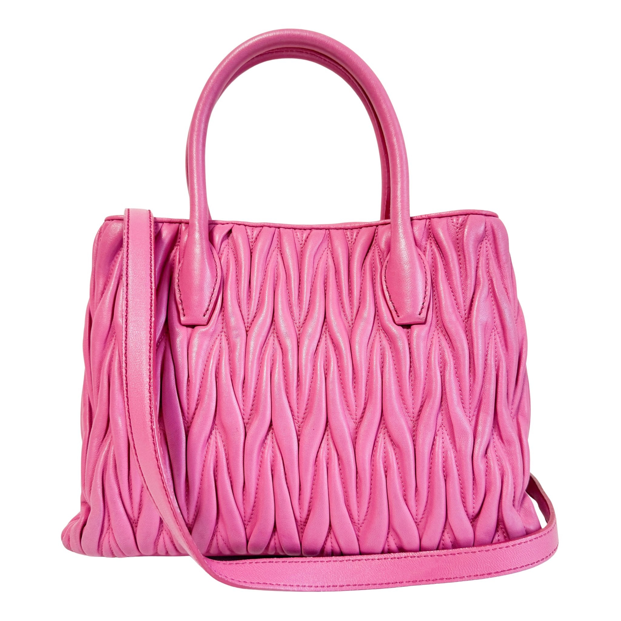 MIU MIU Nappa Matelassé Leather Top Handle Shoulder Bag Pink, in , Sold by HIVE PRELOVED - Handle Bags, ,