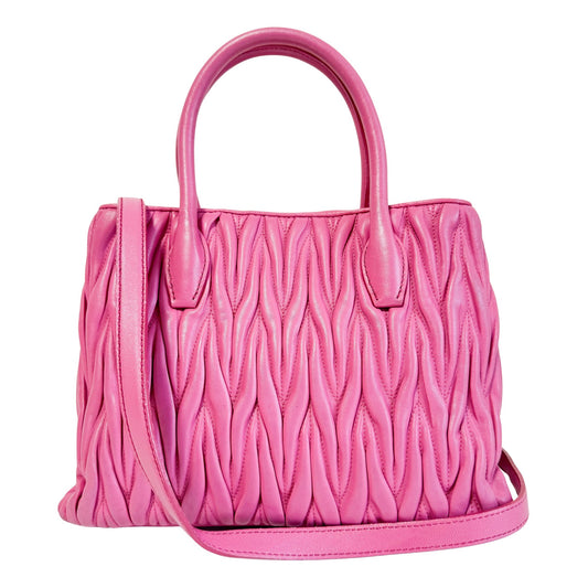 MIU MIU Nappa Matelassé Leather Top Handle Shoulder Bag Pink, in , Sold by HIVE PRELOVED - Handle Bags, ,
