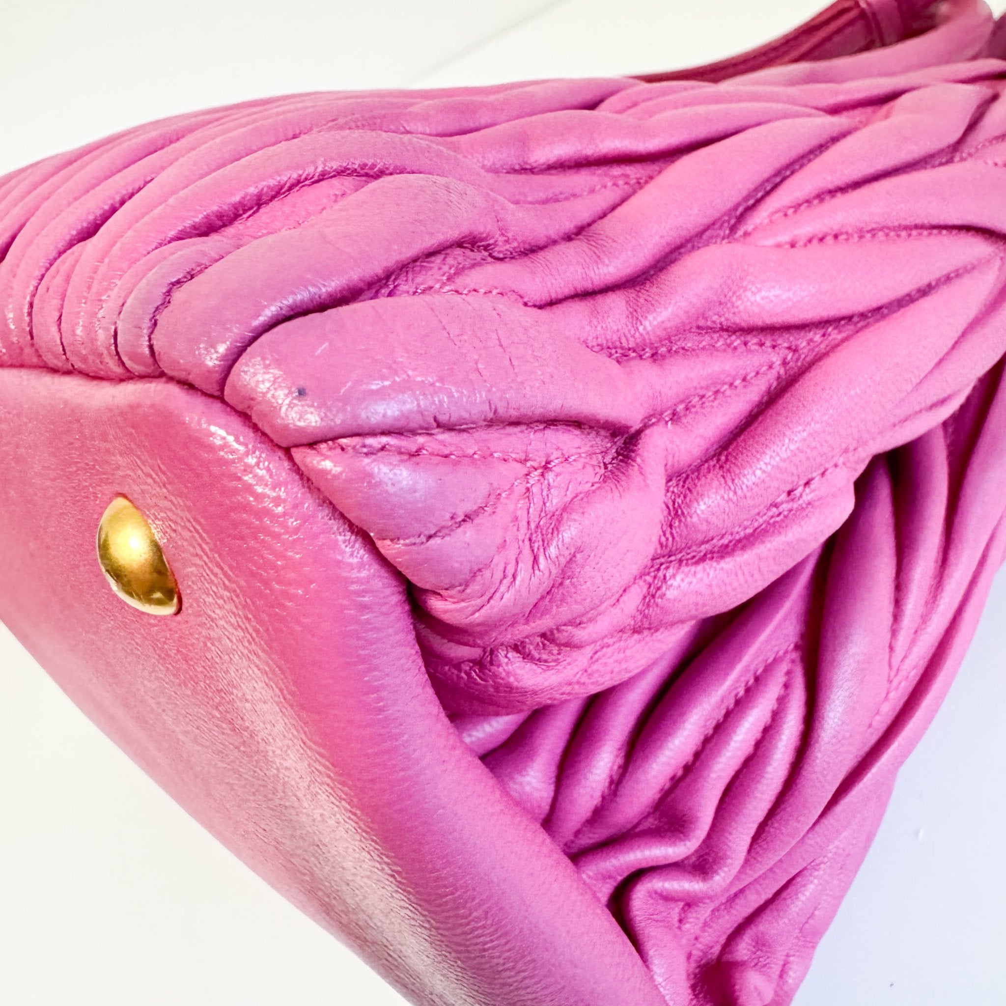 MIU MIU Nappa Matelassé Leather Top Handle Shoulder Bag Pink, in , Sold by HIVE PRELOVED - Handle Bags, ,