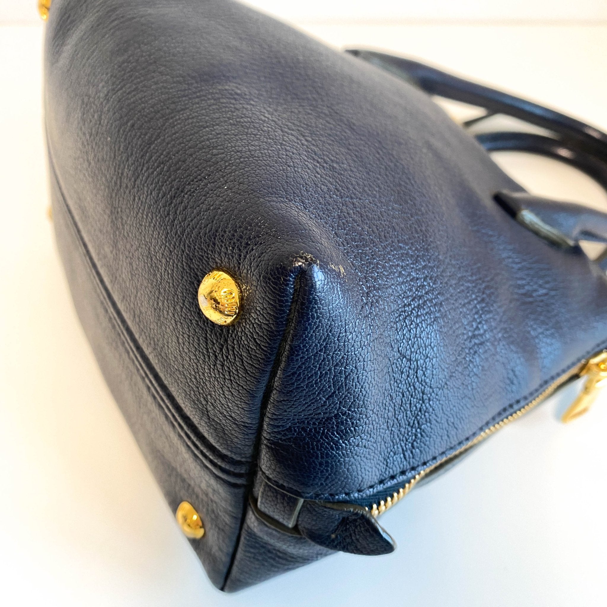 MIU MIU Navy Leather Top Handle With Crossbody Strap Bag, in , Sold by HIVE PRELOVED - Crossbody bags, Handle Bags,