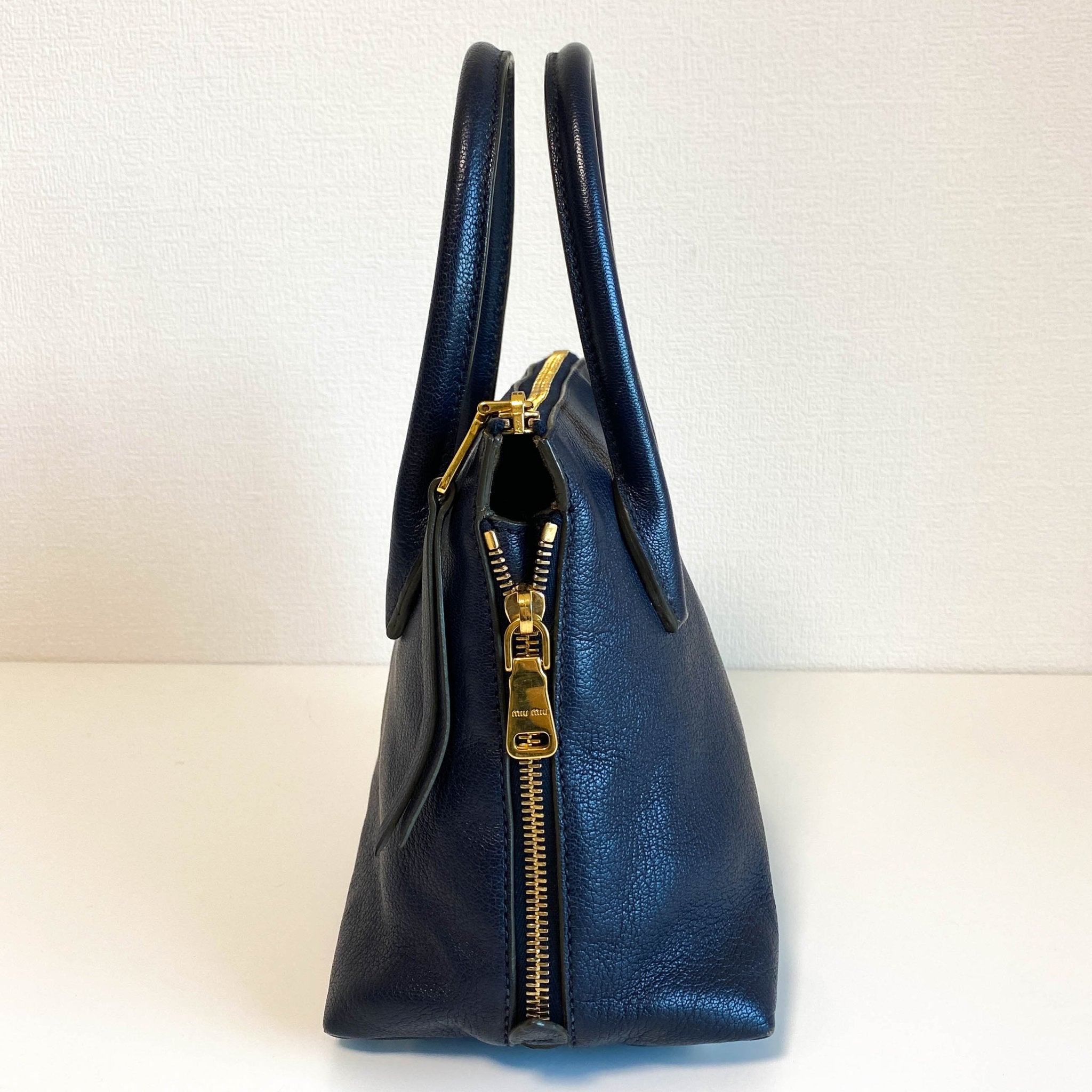 MIU MIU Navy Leather Top Handle With Crossbody Strap Bag, in , Sold by HIVE PRELOVED - Crossbody bags, Handle Bags,