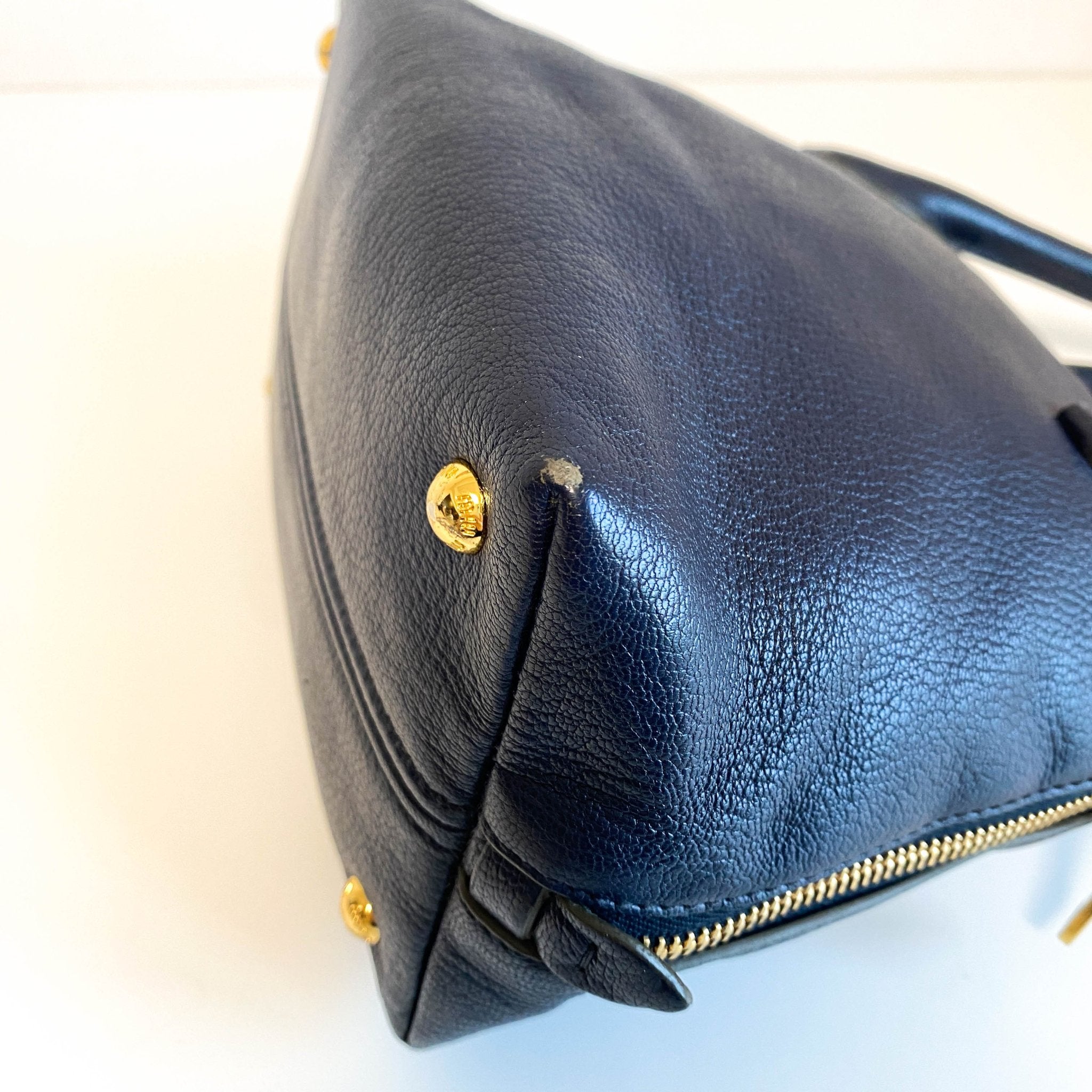 MIU MIU Navy Leather Top Handle With Crossbody Strap Bag, in , Sold by HIVE PRELOVED - Crossbody bags, Handle Bags,