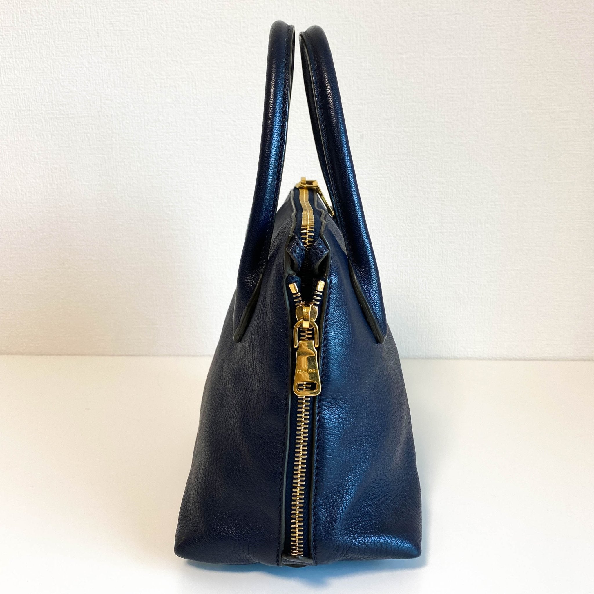 MIU MIU Navy Leather Top Handle With Crossbody Strap Bag, in , Sold by HIVE PRELOVED - Crossbody bags, Handle Bags,