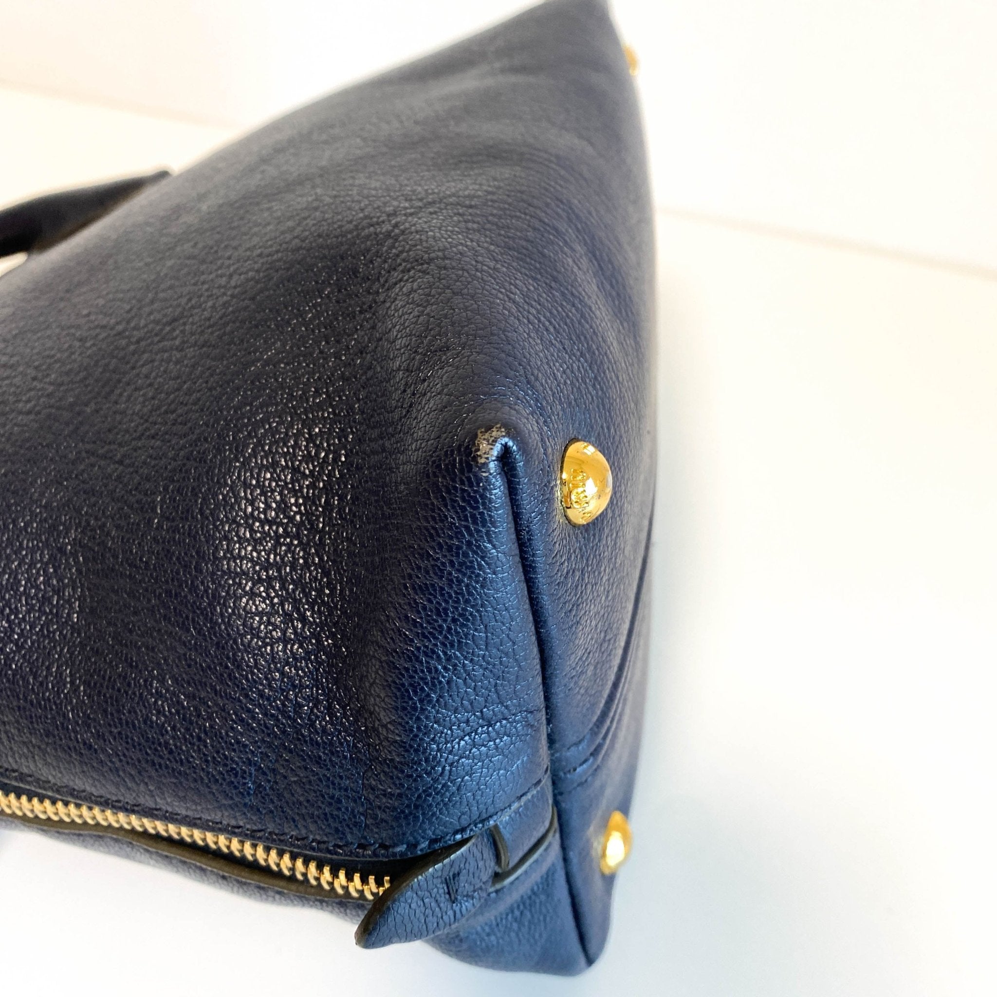 MIU MIU Navy Leather Top Handle With Crossbody Strap Bag, in , Sold by HIVE PRELOVED - Crossbody bags, Handle Bags,