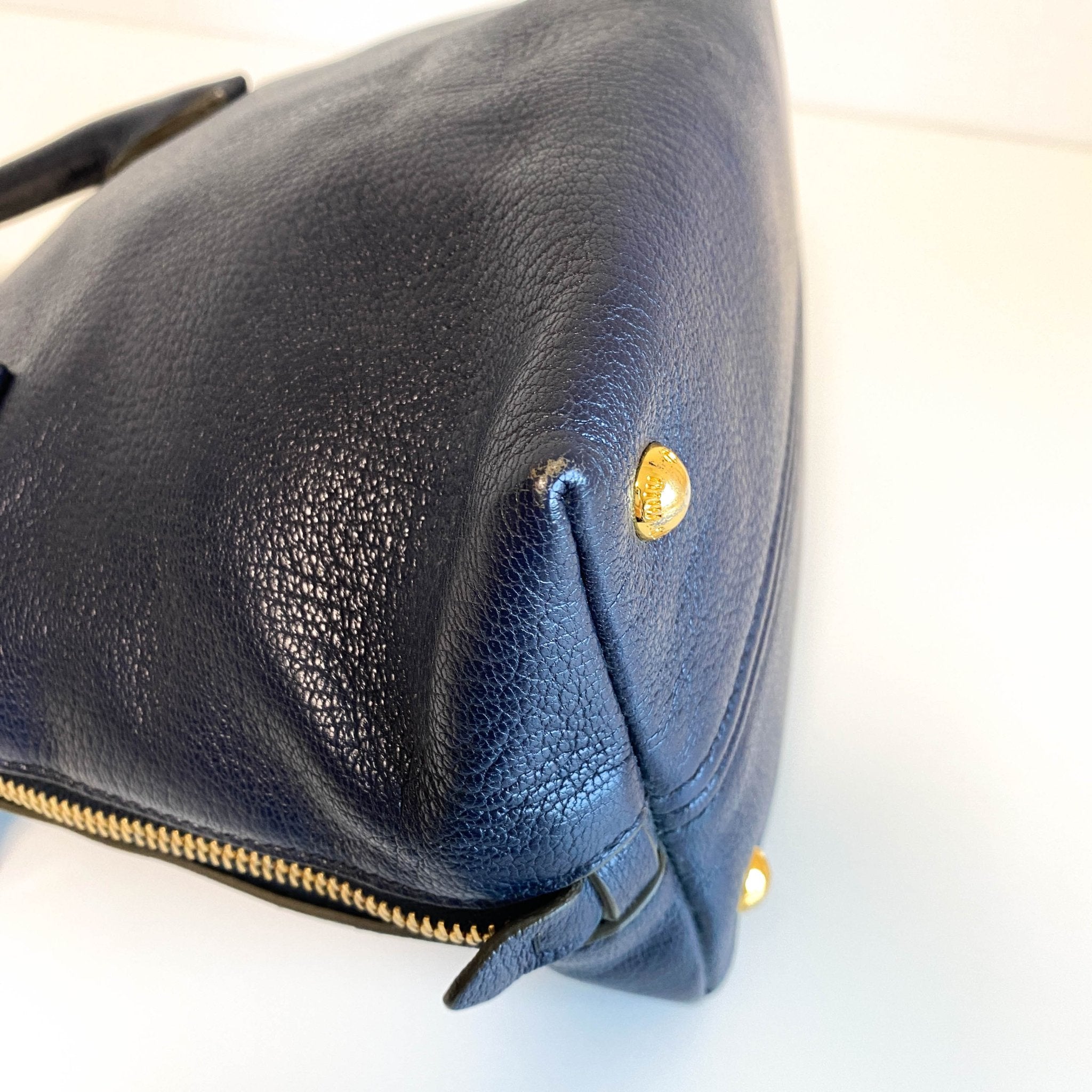 MIU MIU Navy Leather Top Handle With Crossbody Strap Bag, in , Sold by HIVE PRELOVED - Crossbody bags, Handle Bags,