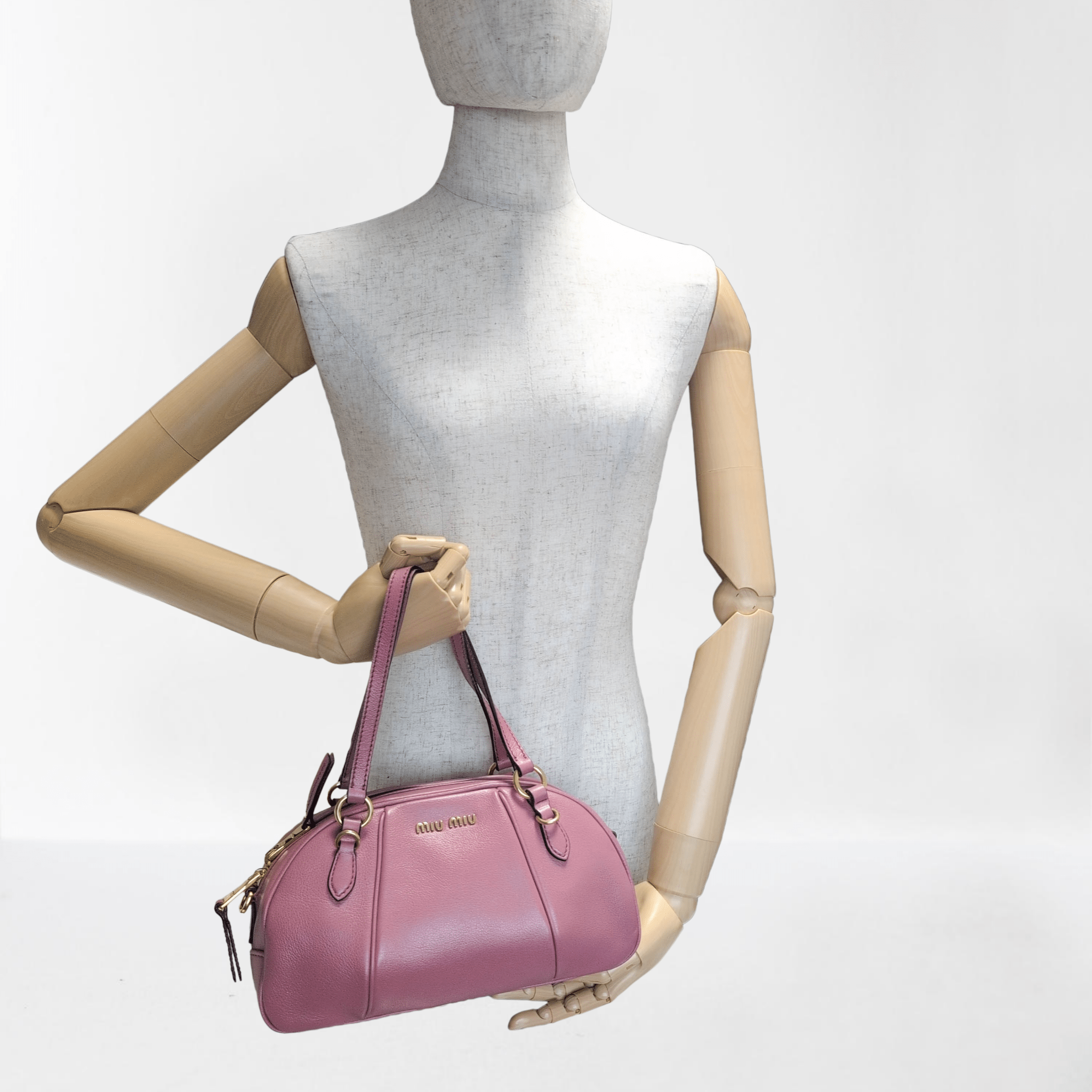 MIU MIU Pink Leather Boston Bowling Bag, in , Sold by HIVE PRELOVED - Handle Bags, ,