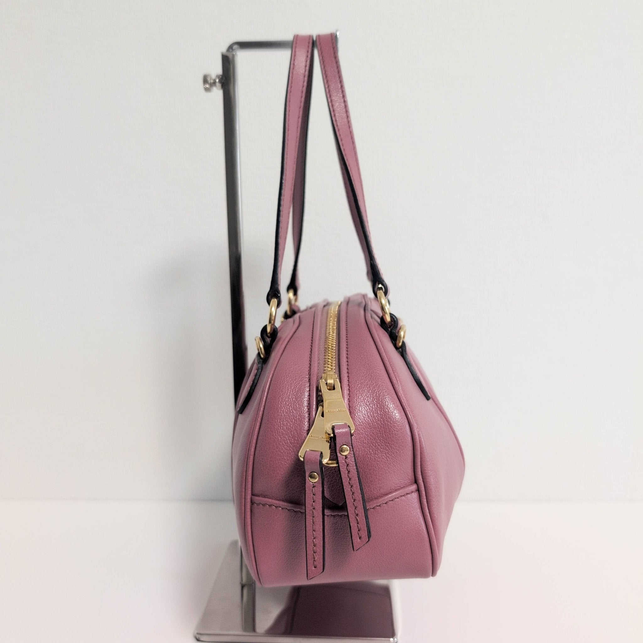 MIU MIU Pink Leather Boston Bowling Bag, in , Sold by HIVE PRELOVED - Handle Bags, ,