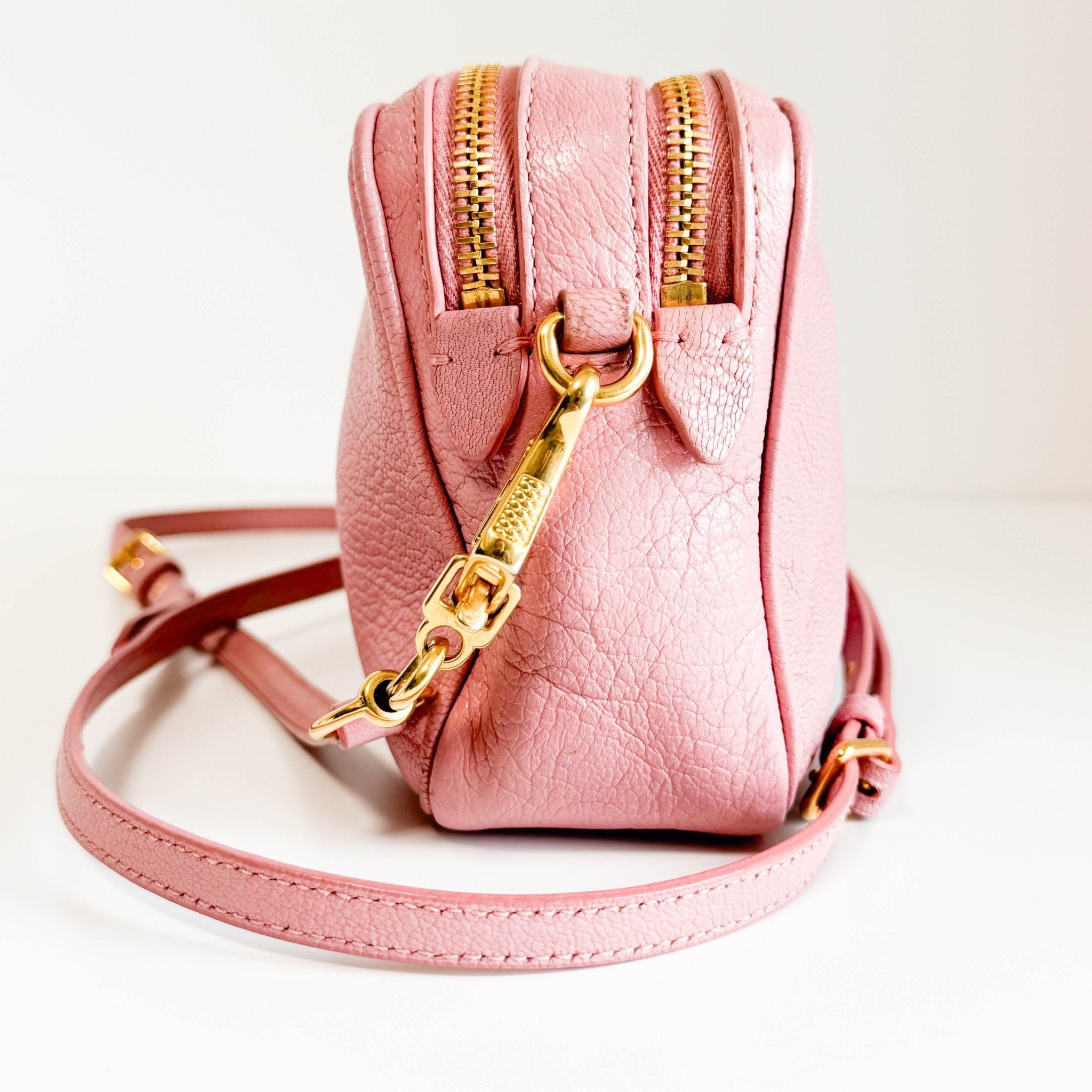 MIU MIU Pink Leather Camera Bag With Crossbody Strap, in , Sold by HIVE PRELOVED - Crossbody bags, ,