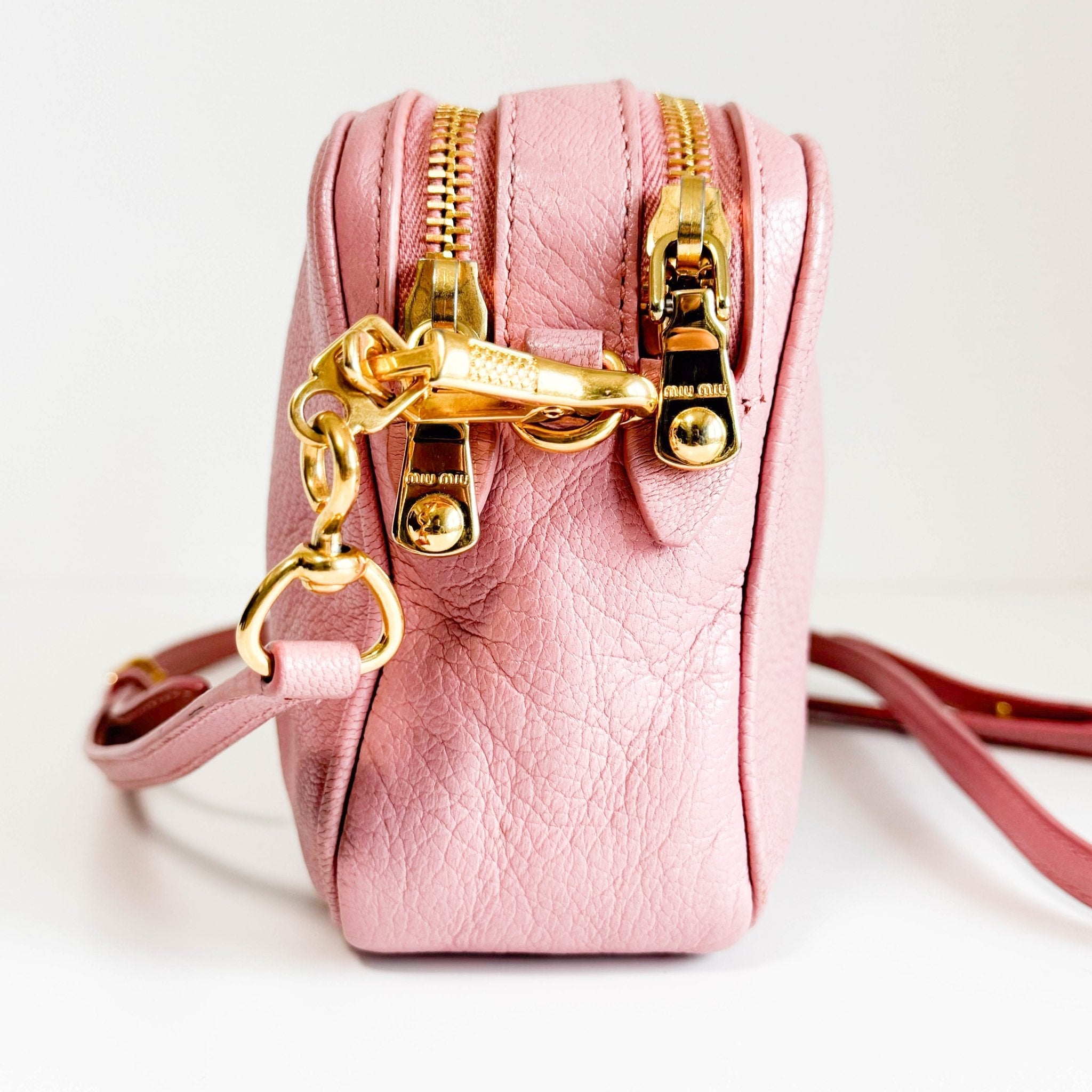MIU MIU Pink Leather Camera Bag With Crossbody Strap, in , Sold by HIVE PRELOVED - Crossbody bags, ,