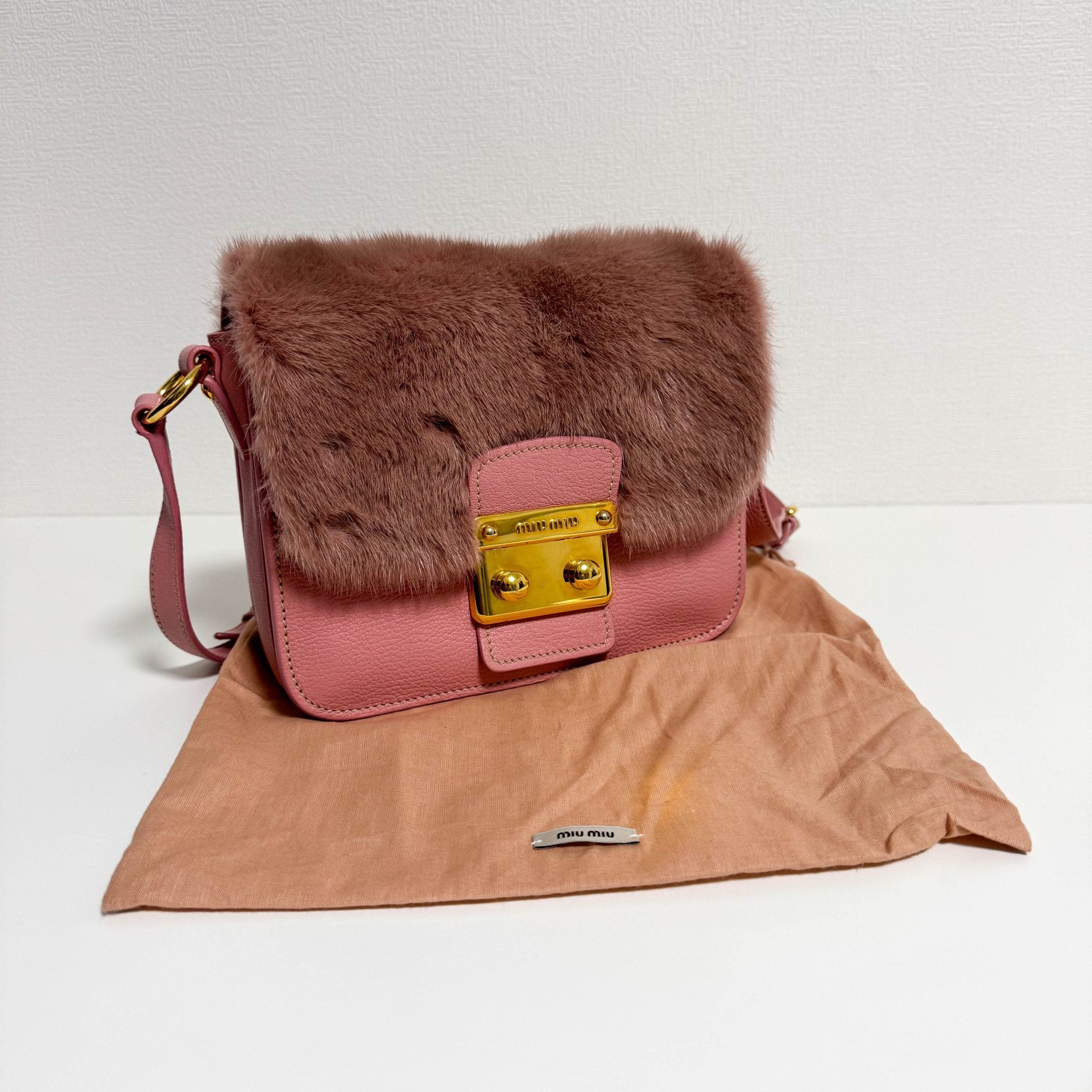 MIU MIU Pink Leather Fur Shoulder Bag, in , Sold by HIVE PRELOVED - Shoulder Bags, ,