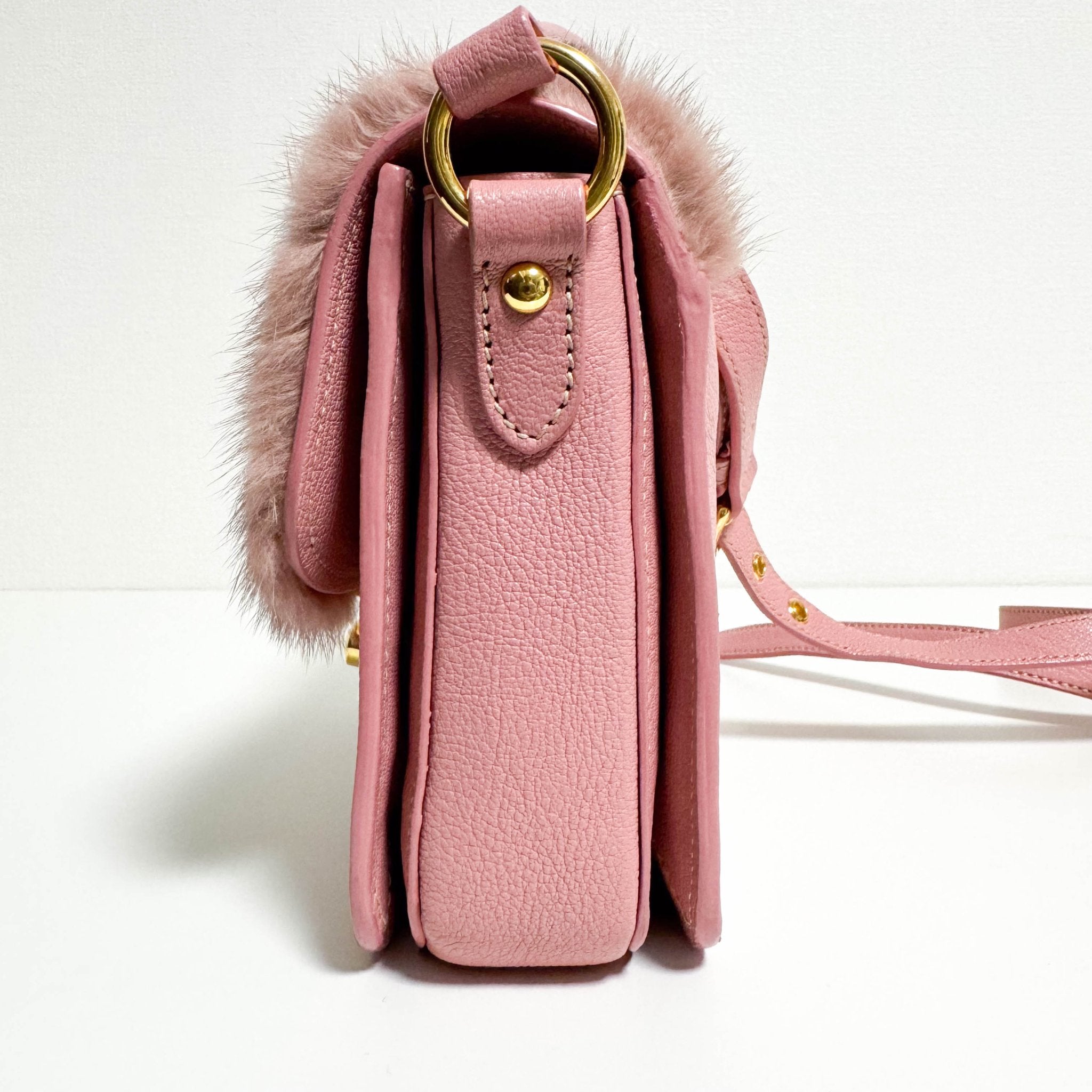 MIU MIU Pink Leather Fur Shoulder Bag, in , Sold by HIVE PRELOVED - Shoulder Bags, ,