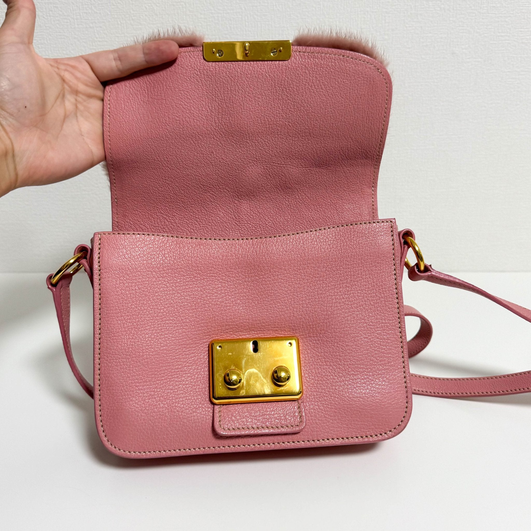 MIU MIU Pink Leather Fur Shoulder Bag, in , Sold by HIVE PRELOVED - Shoulder Bags, ,