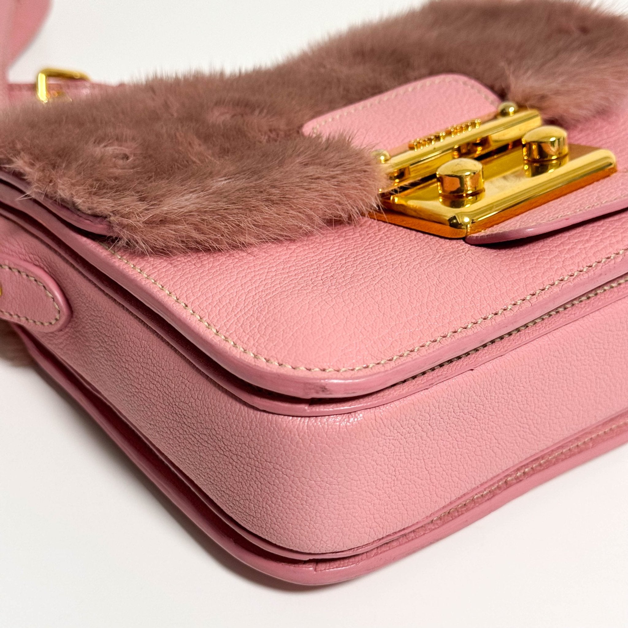 MIU MIU Pink Leather Fur Shoulder Bag, in , Sold by HIVE PRELOVED - Shoulder Bags, ,
