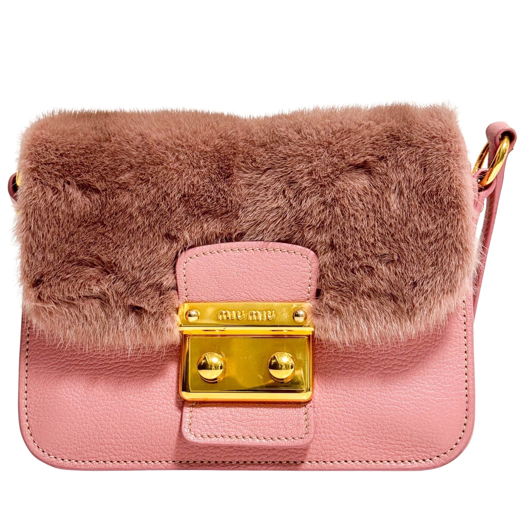 MIU MIU Pink Leather Fur Shoulder Bag, in , Sold by HIVE PRELOVED - Shoulder Bags, ,