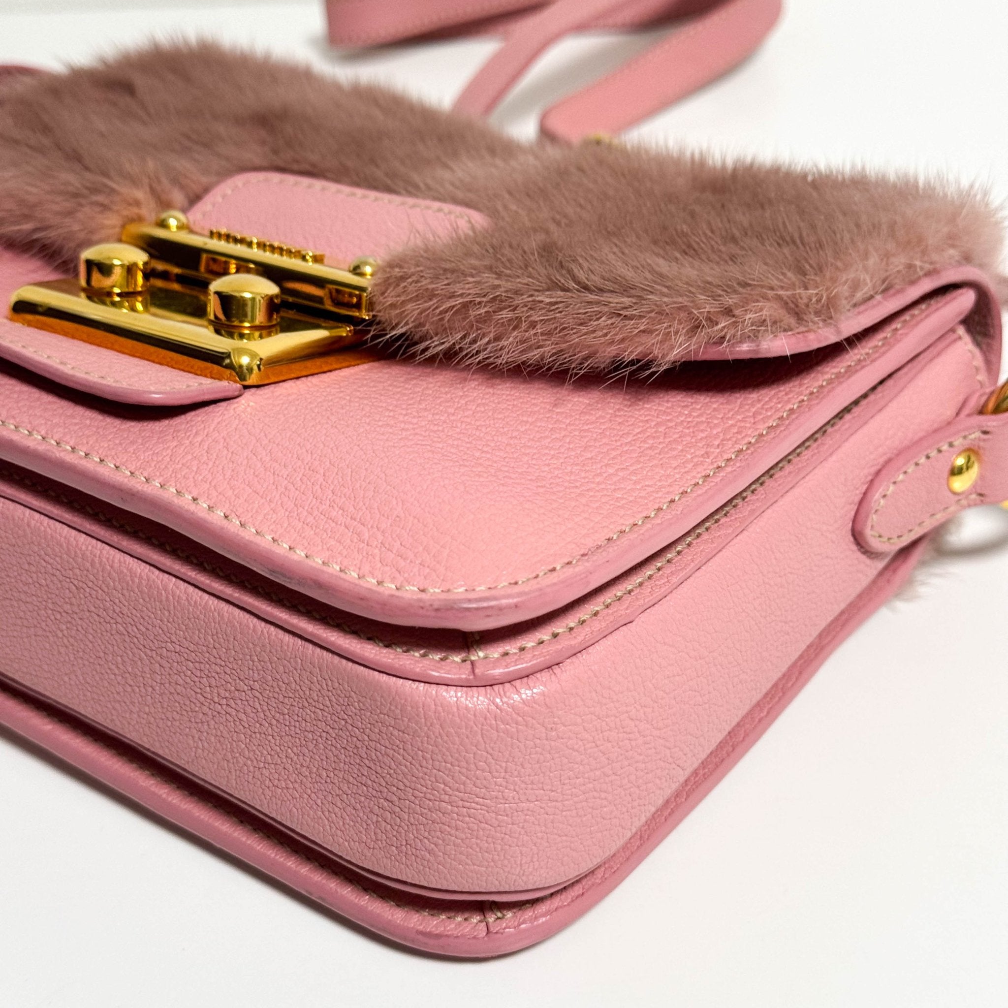 MIU MIU Pink Leather Fur Shoulder Bag, in , Sold by HIVE PRELOVED - Shoulder Bags, ,