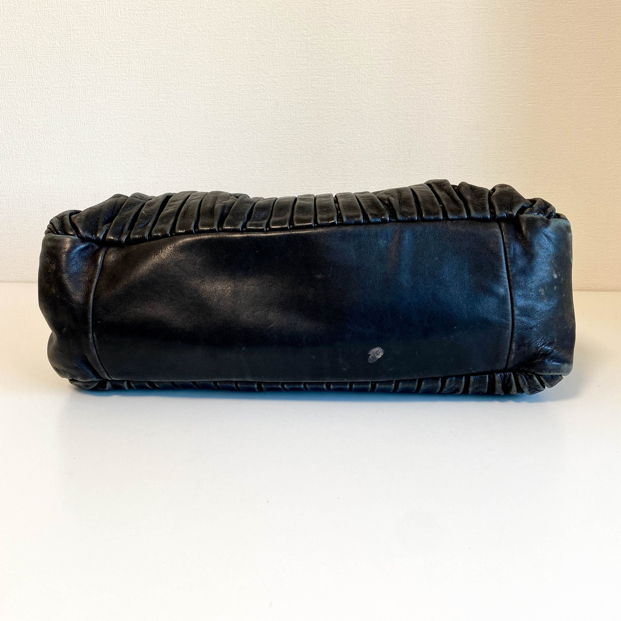 MIU MIU Pleated Leather Black Gold Hardware Handbag, in , Sold by HIVE PRELOVED - Handle Bags, Shoulder Bags,