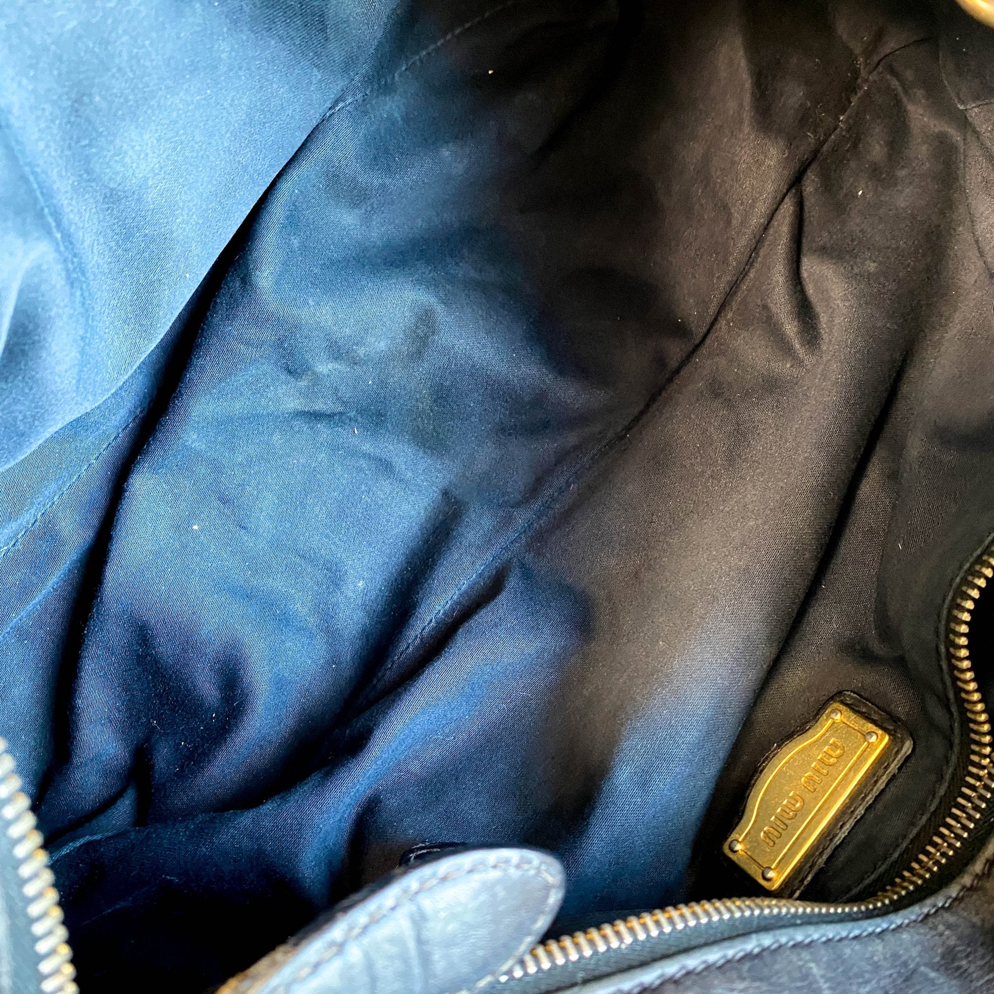 MIU MIU Pleated Leather Black Gold Hardware Handbag, in , Sold by HIVE PRELOVED - Handle Bags, Shoulder Bags,