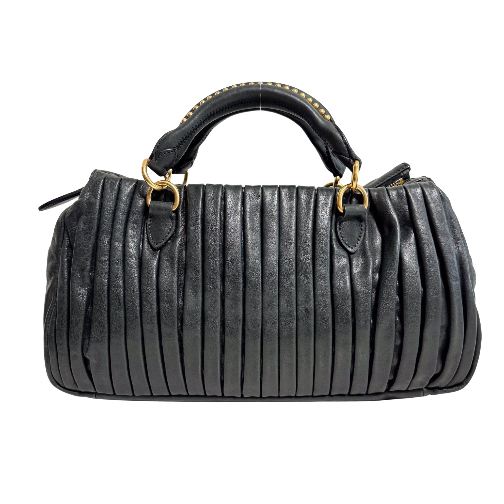 MIU MIU Pleated Leather Green Gold Hardware Handbag, in , Sold by HIVE PRELOVED - Handle Bags, ,