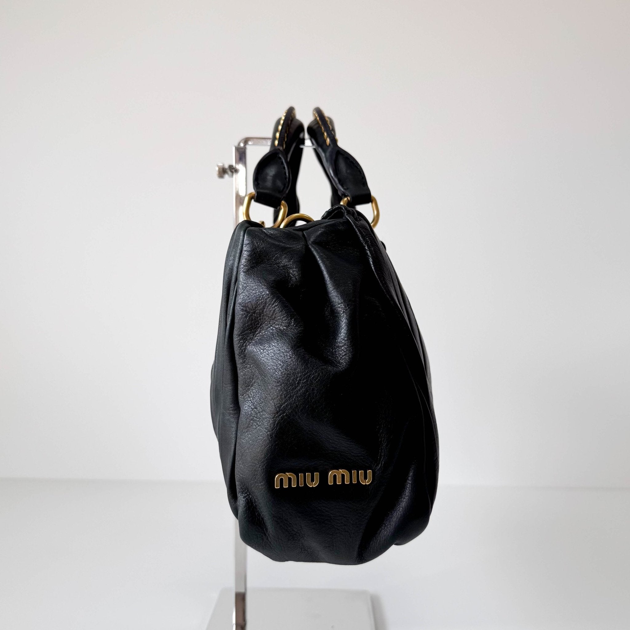 MIU MIU Pleated Leather Green Gold Hardware Handbag, in , Sold by HIVE PRELOVED - Shoulder Bags, ,