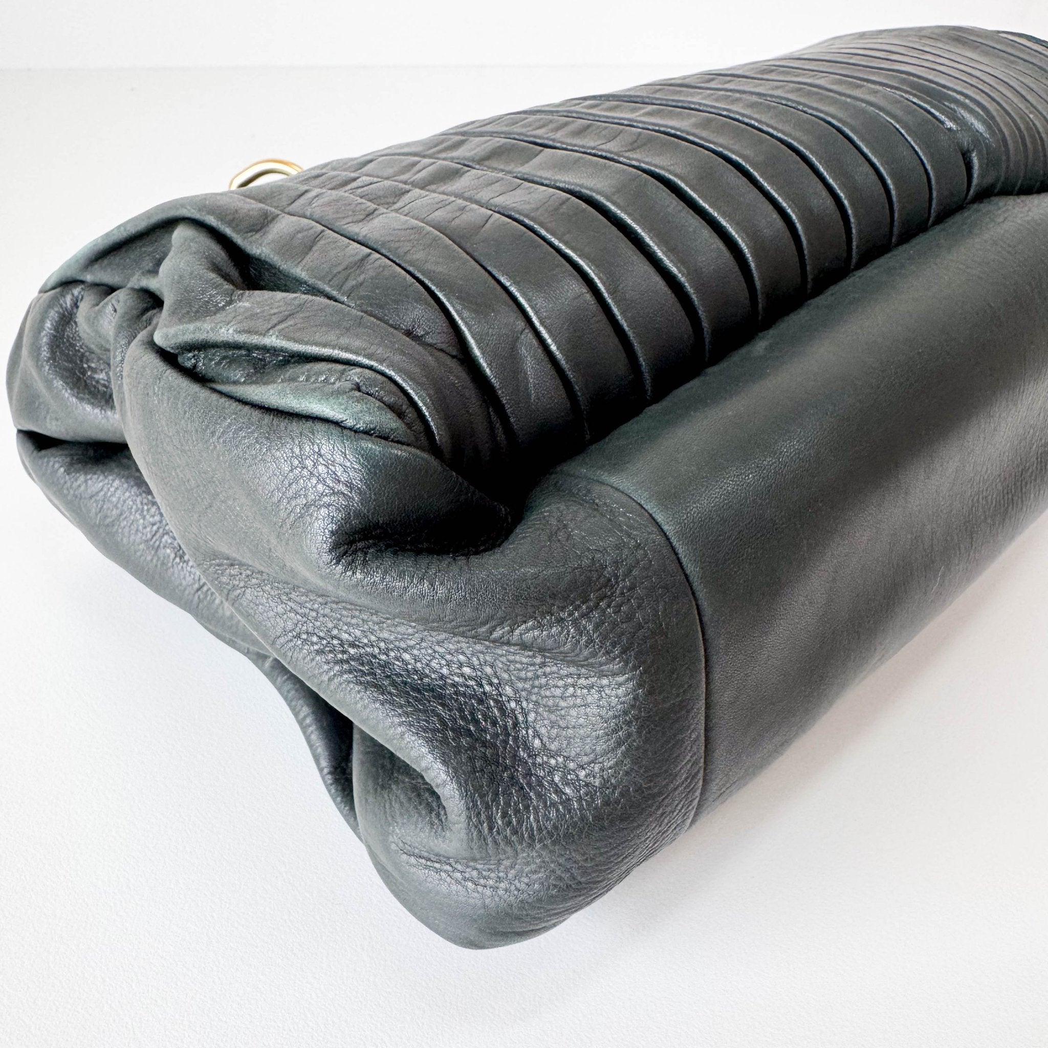 MIU MIU Pleated Leather Green Gold Hardware Handbag, in , Sold by HIVE PRELOVED - Shoulder Bags, ,