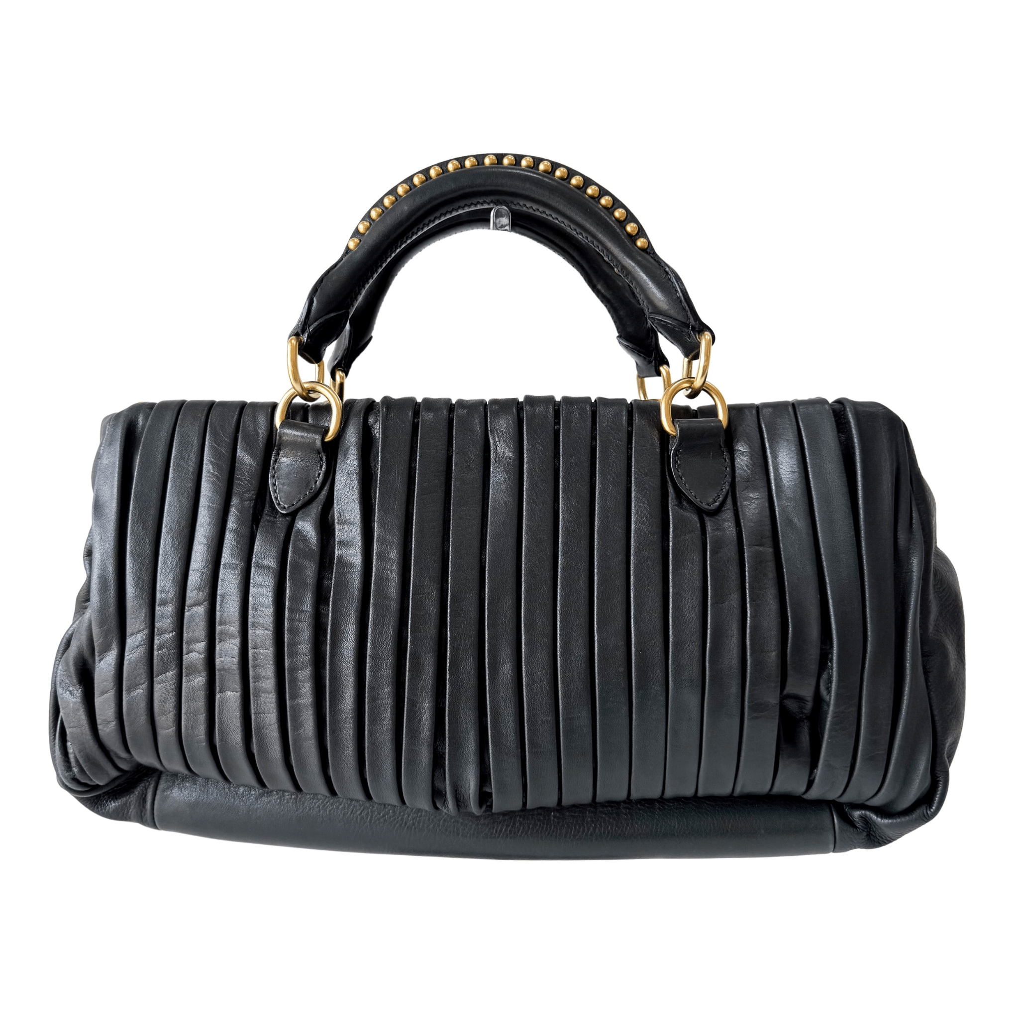 MIU MIU Pleated Leather Green Gold Hardware Handbag, in , Sold by HIVE PRELOVED - Shoulder Bags, ,