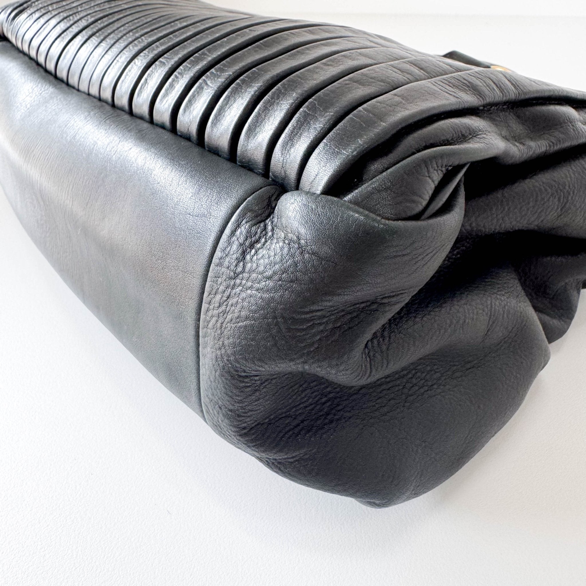 MIU MIU Pleated Leather Green Gold Hardware Handbag, in , Sold by HIVE PRELOVED - Shoulder Bags, ,