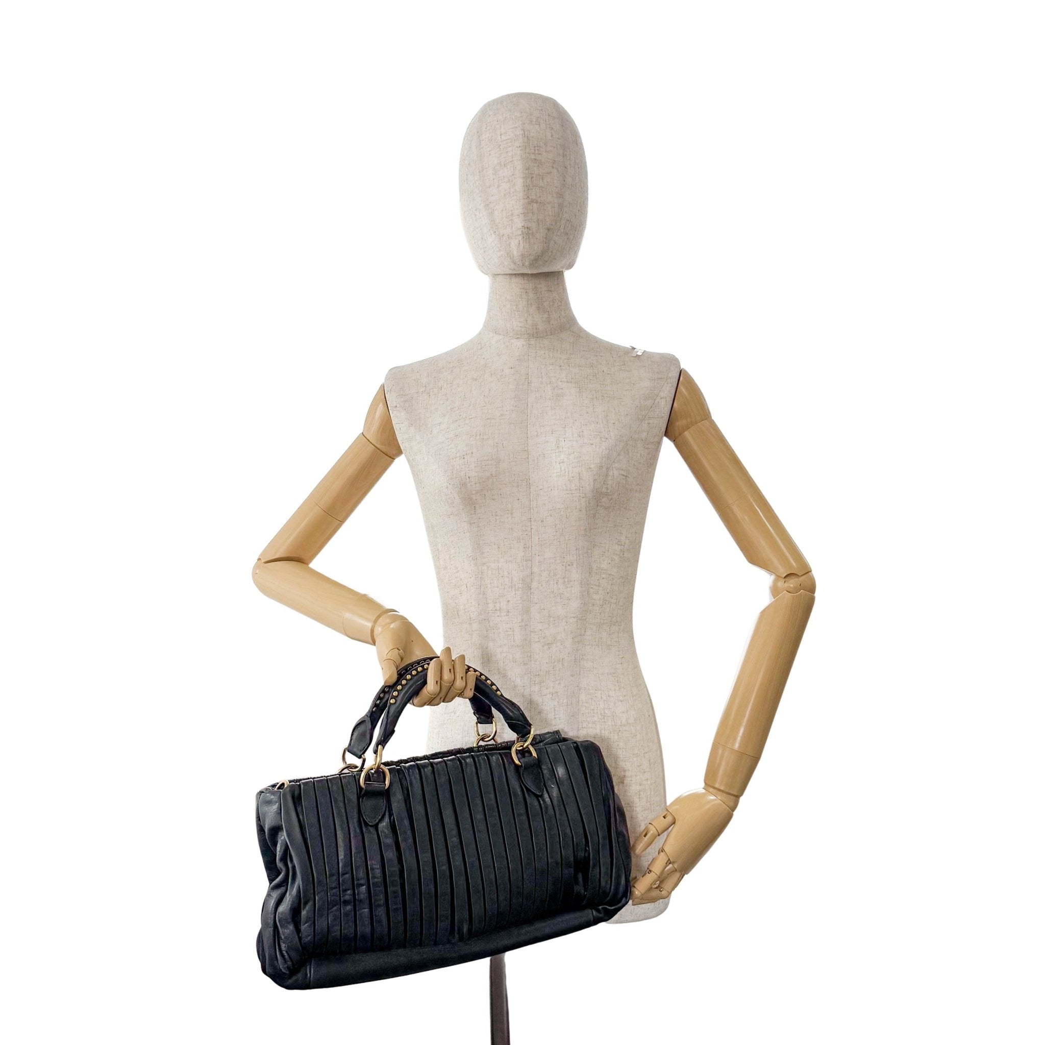 MIU MIU Pleated Leather Green Gold Hardware Handbag, in , Sold by HIVE PRELOVED - Shoulder Bags, ,