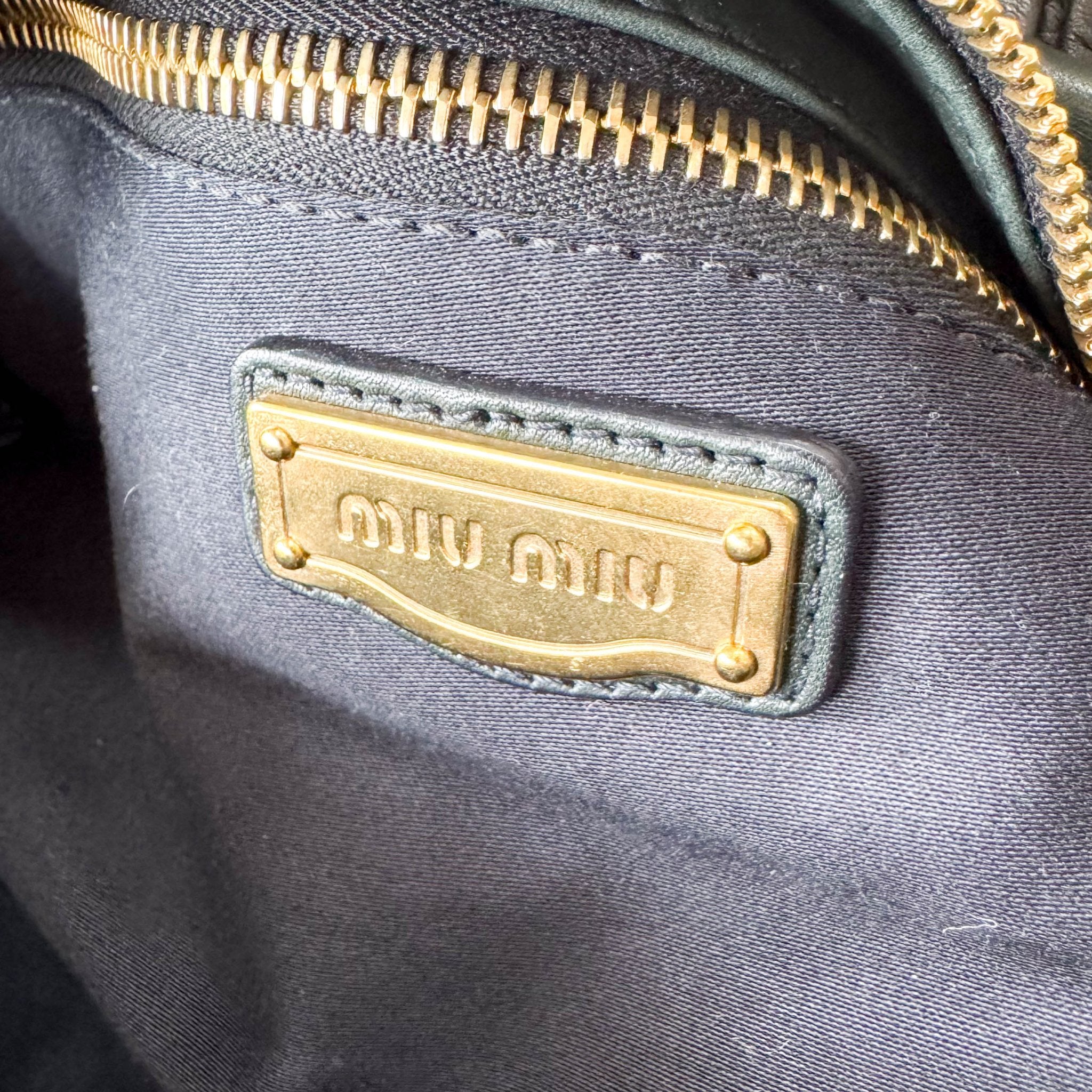 MIU MIU Pleated Leather Green Gold Hardware Handbag, in , Sold by HIVE PRELOVED - Shoulder Bags, ,