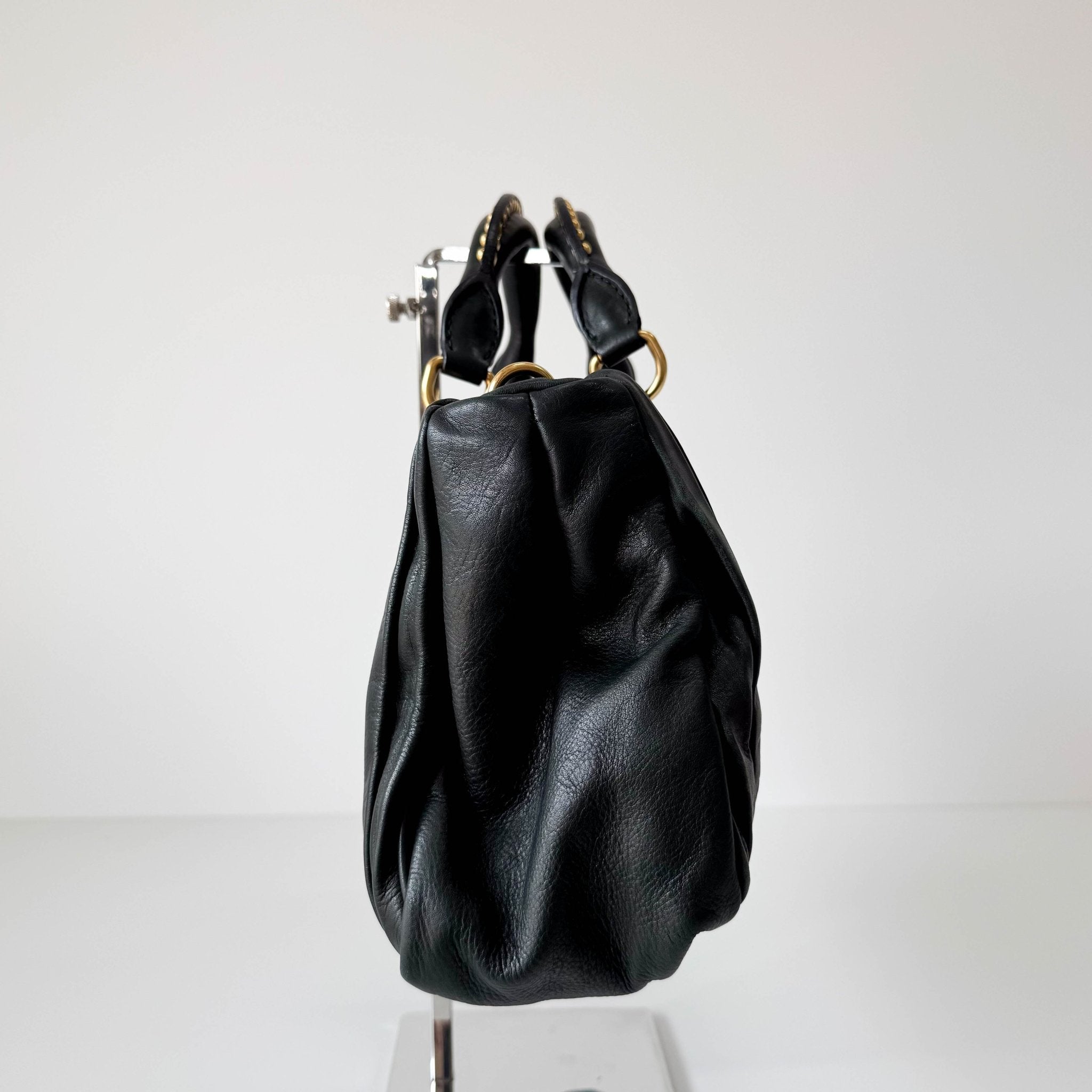 MIU MIU Pleated Leather Green Gold Hardware Handbag, in , Sold by HIVE PRELOVED - Shoulder Bags, ,