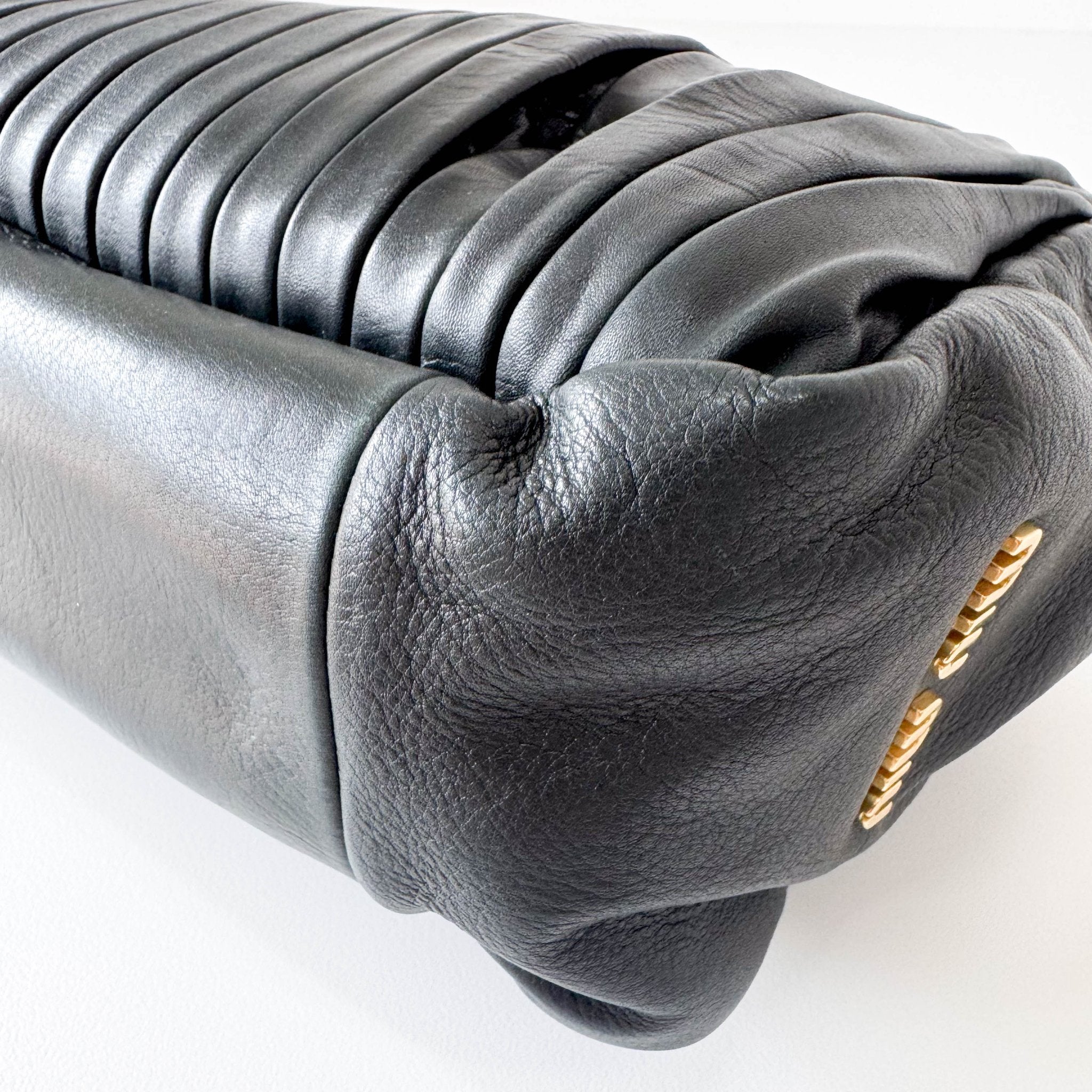 MIU MIU Pleated Leather Green Gold Hardware Handbag, in , Sold by HIVE PRELOVED - Shoulder Bags, ,