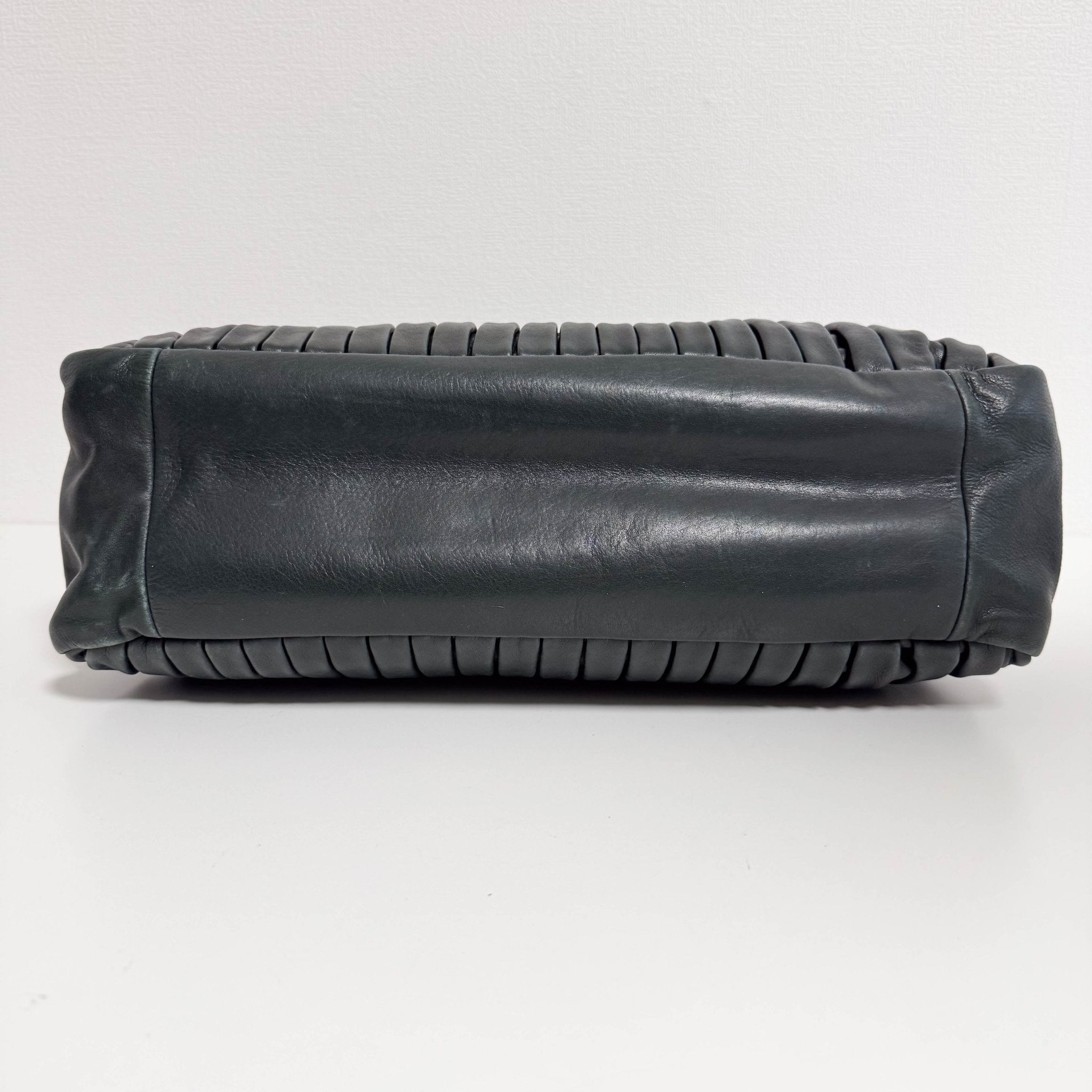 MIU MIU Pleated Leather Green Gold Hardware Handbag, in , Sold by HIVE PRELOVED - Handle Bags, ,