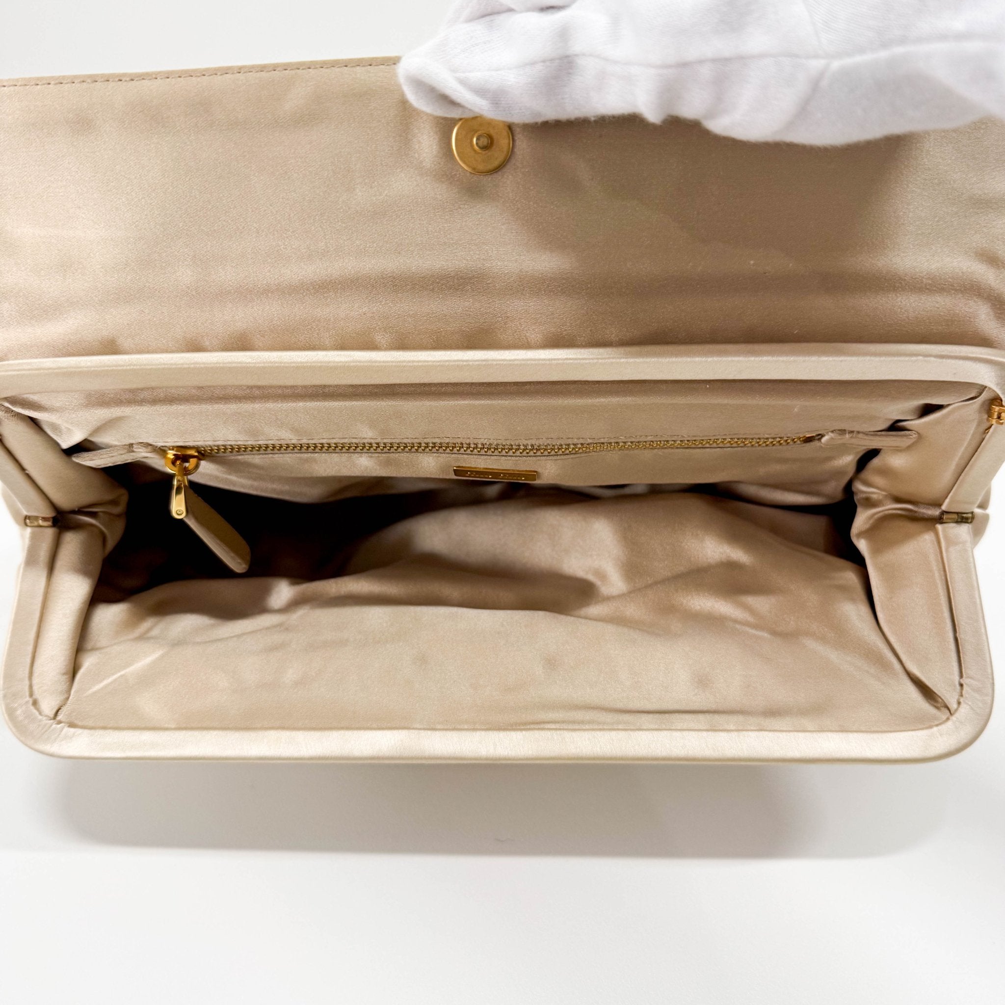 MIU MIU Silk Satin Beige Handle Bag, in , Sold by HIVE PRELOVED - Handle Bags, ,