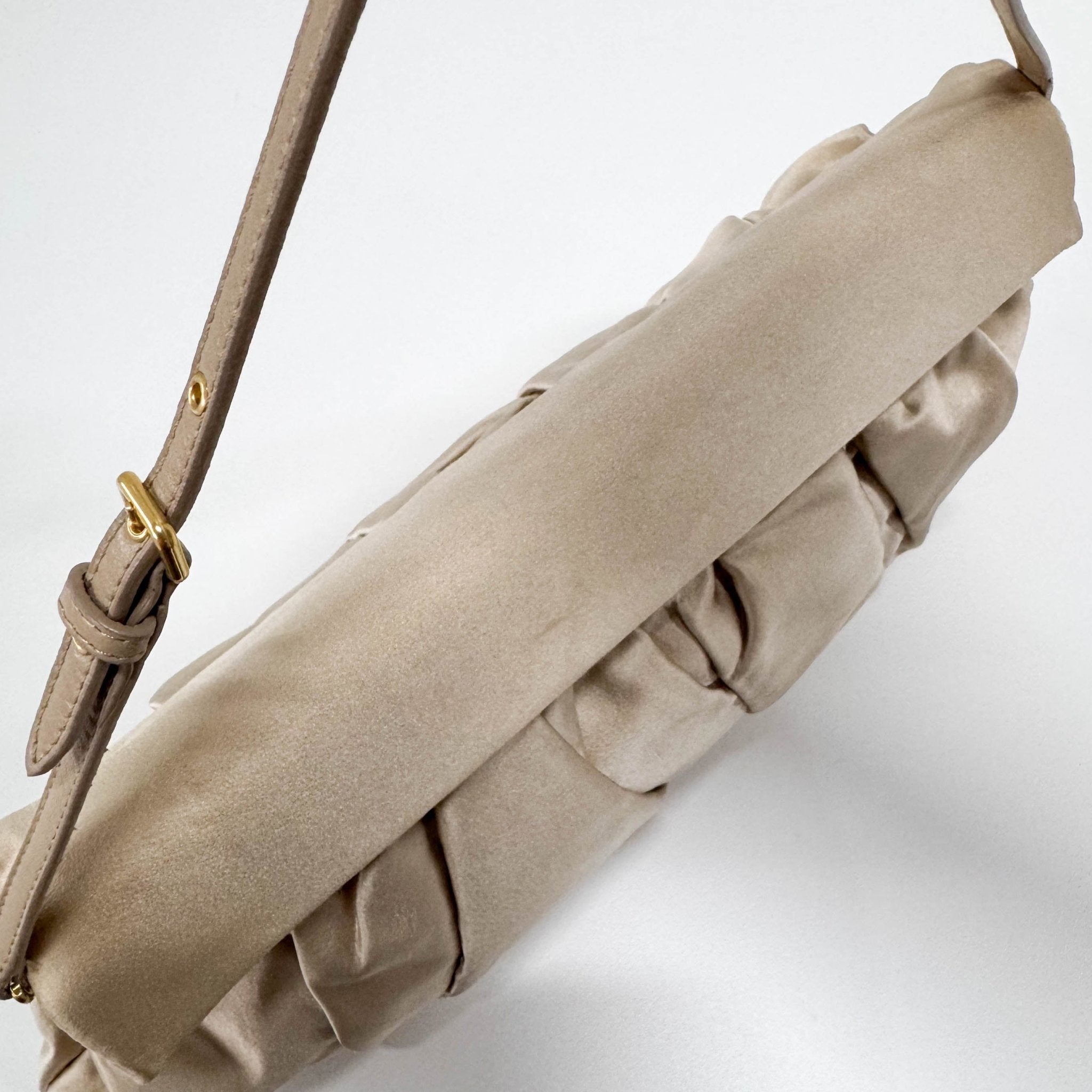 MIU MIU Silk Satin Beige Handle Bag, in , Sold by HIVE PRELOVED - Handle Bags, ,