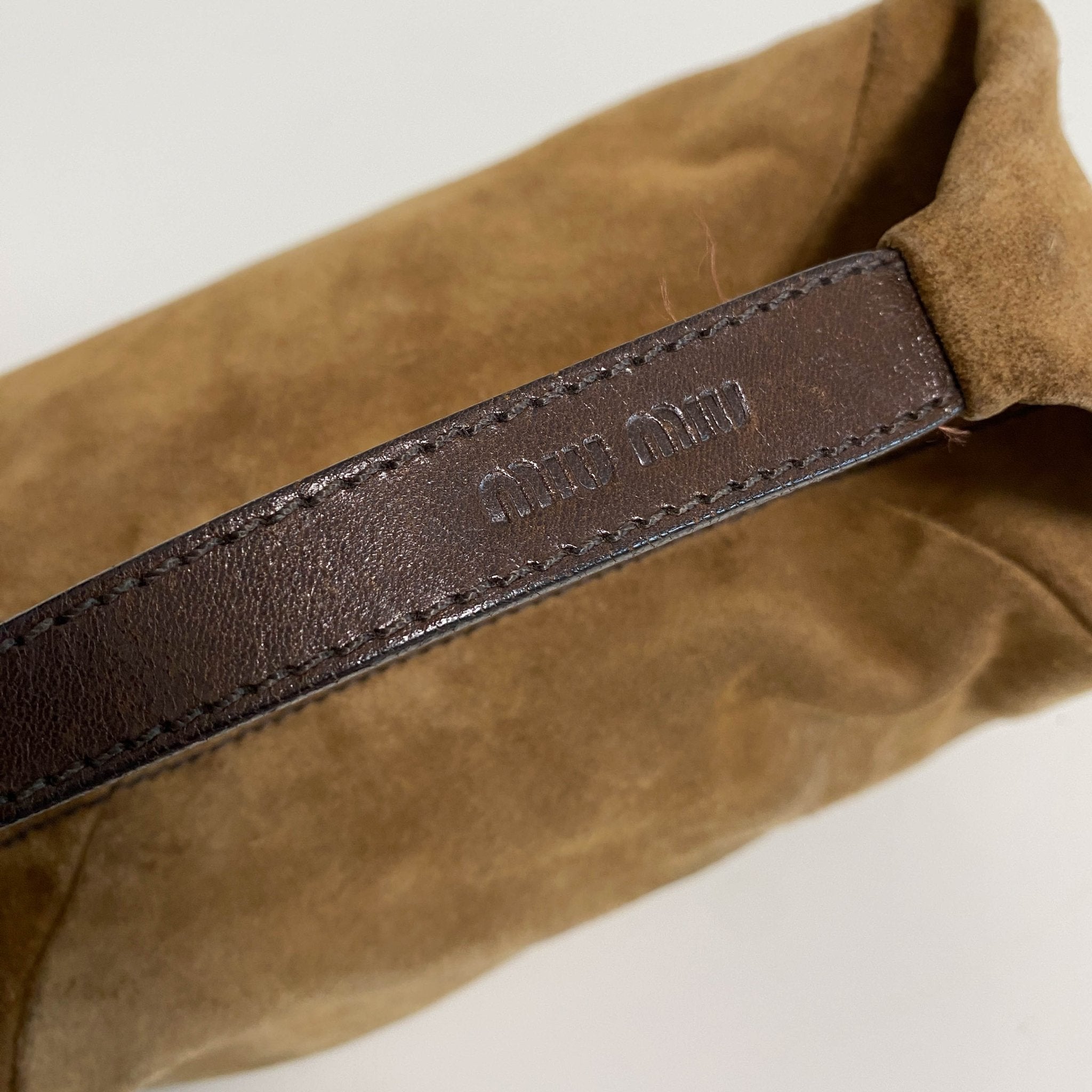 MIU MIU Suede Hobo Brown Pochette Handbag, in , Sold by HIVE PRELOVED - Handle Bags, ,
