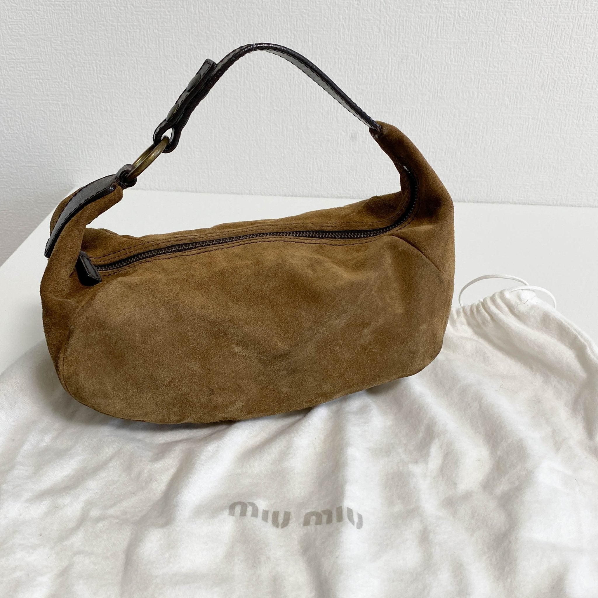 MIU MIU Suede Hobo Brown Pochette Handbag, in , Sold by HIVE PRELOVED - Handle Bags, ,