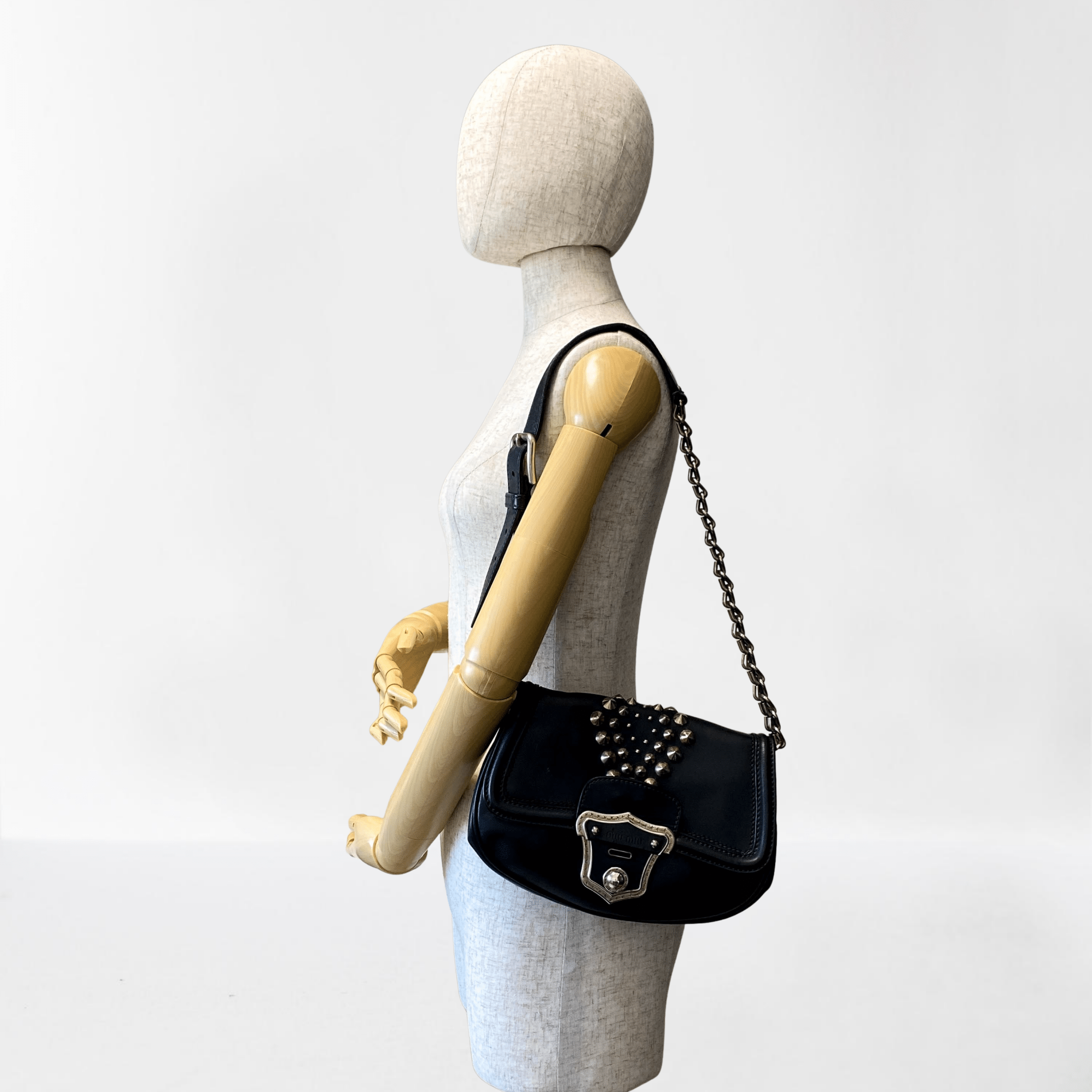 MIU MIU Vintage Archive Black Leather Chain Shoulder Bag, in , Sold by HIVE PRELOVED - Shoulder Bags, ,