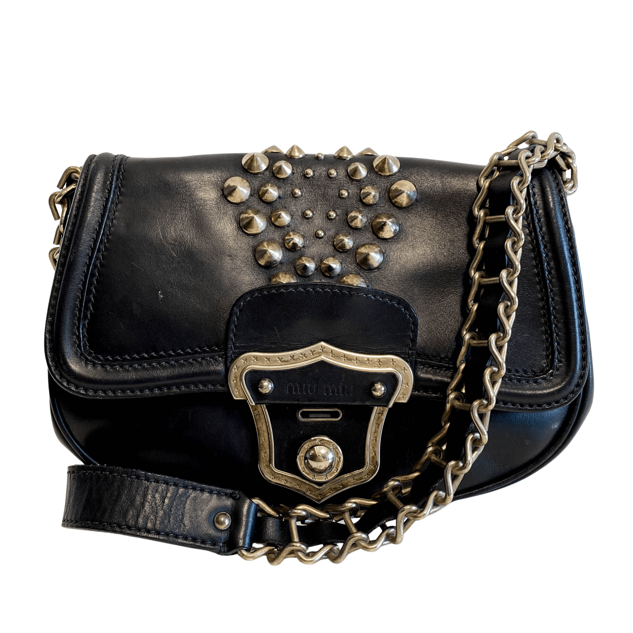 MIU MIU Vintage Archive Black Leather Chain Shoulder Bag, in , Sold by HIVE PRELOVED - Shoulder Bags, ,