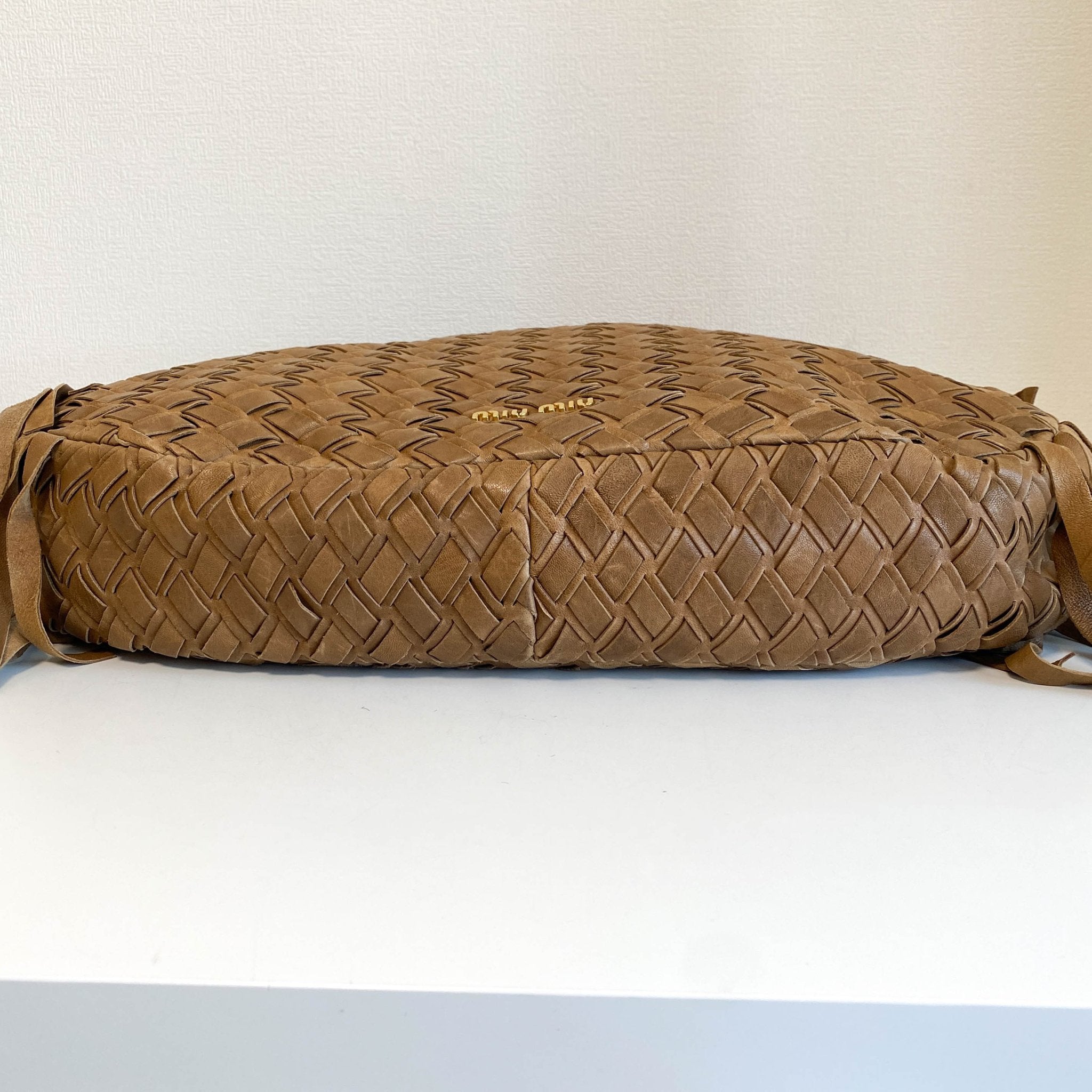 MIU MIU Vintage Brown Intrecciato Leather Shoulder Bag, in , Sold by HIVE PRELOVED - Shoulder Bags, ,