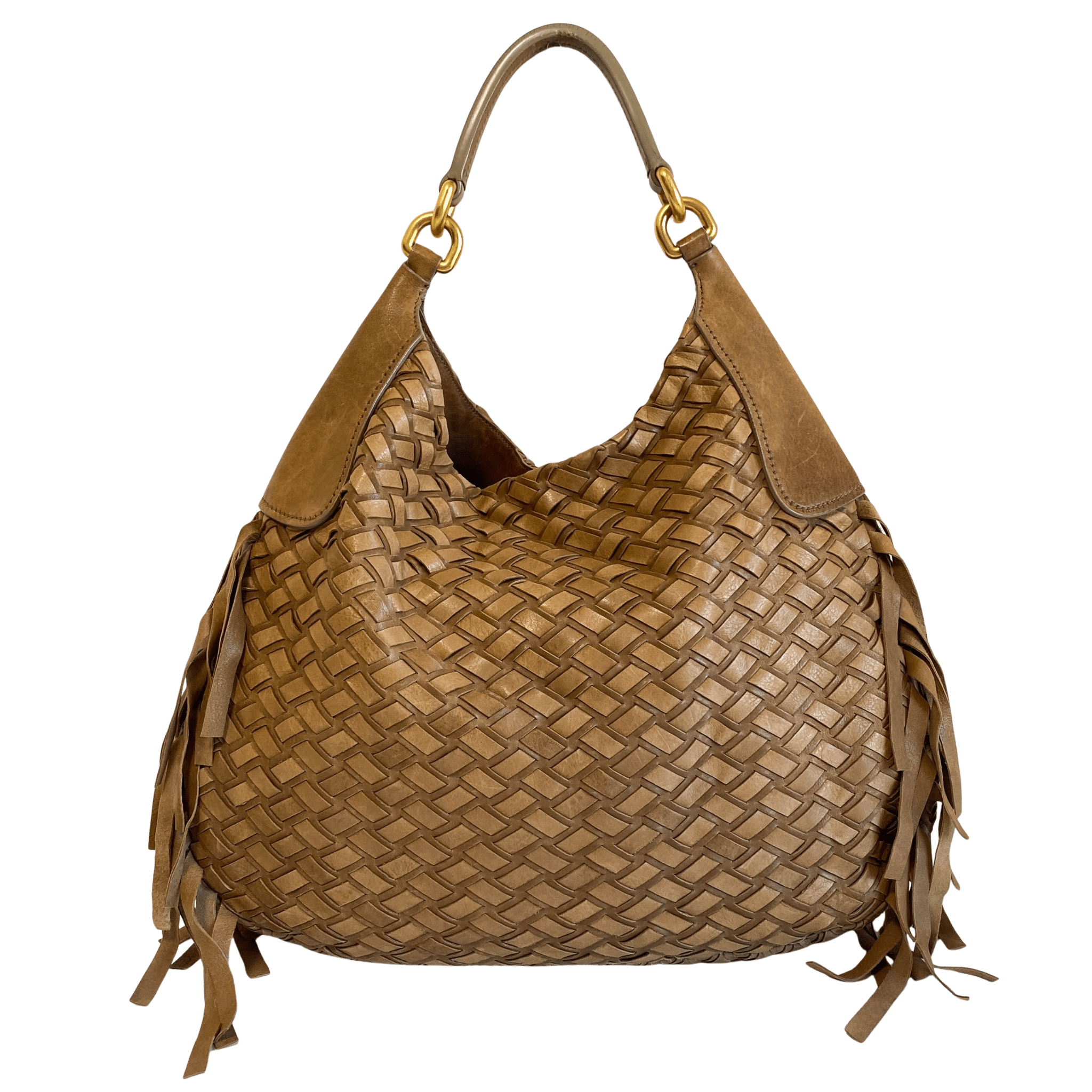 MIU MIU Vintage Brown Intrecciato Leather Shoulder Bag, in , Sold by HIVE PRELOVED - Shoulder Bags, ,