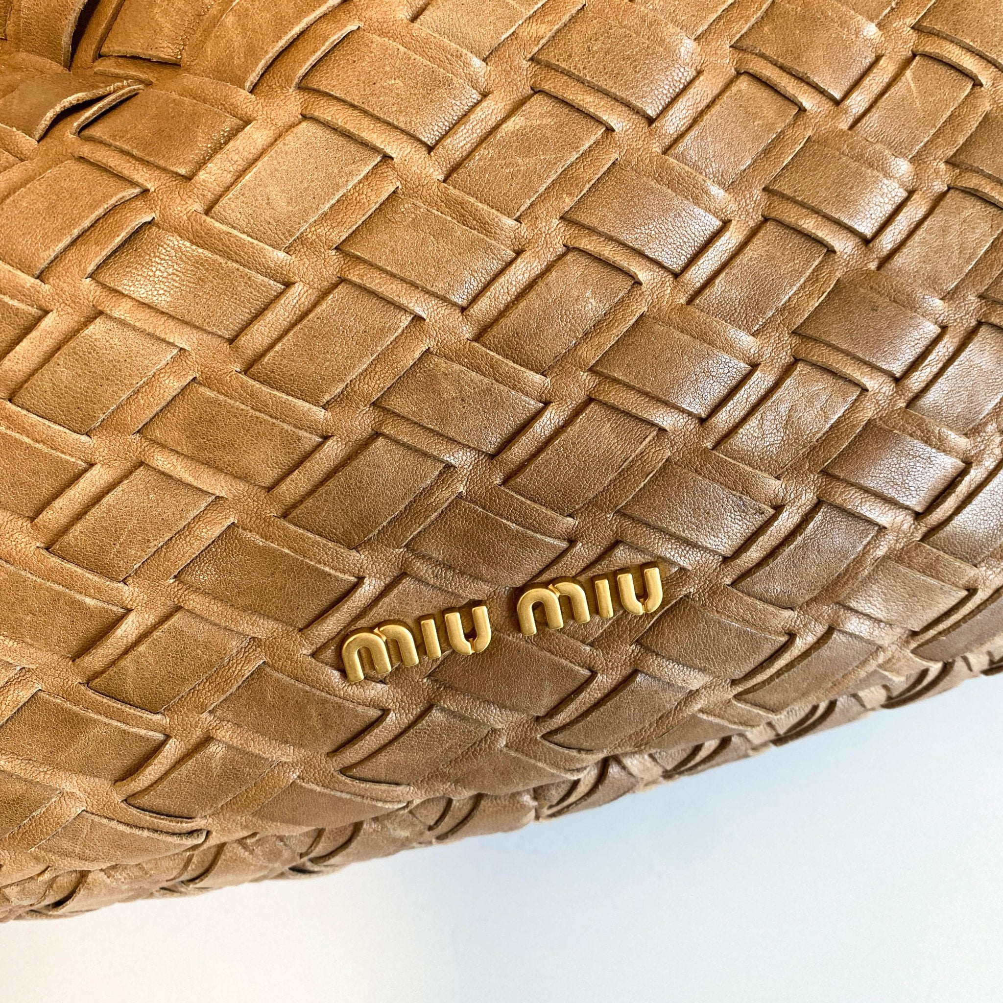 MIU MIU Vintage Brown Intrecciato Leather Shoulder Bag, in , Sold by HIVE PRELOVED - Shoulder Bags, ,