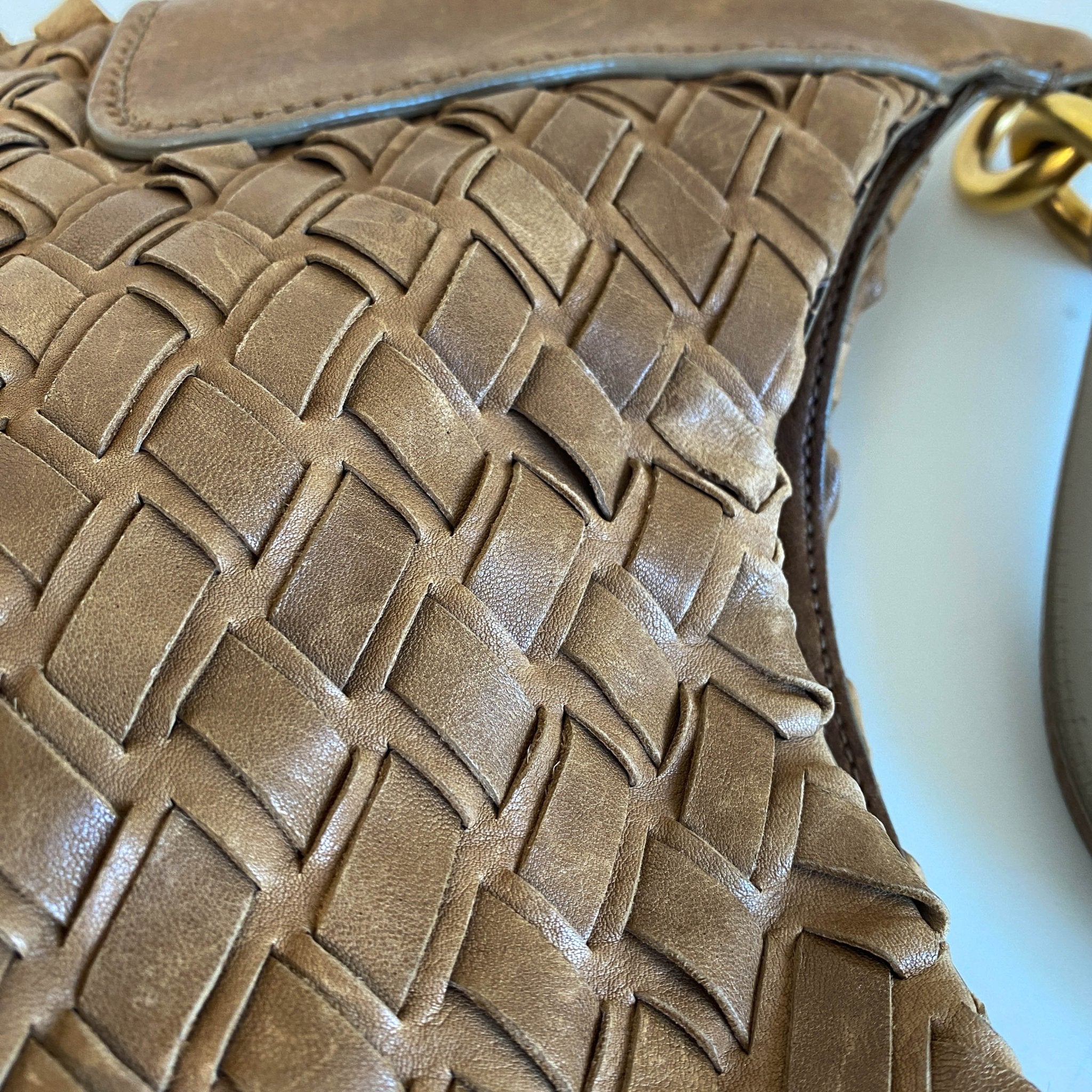 MIU MIU Vintage Brown Intrecciato Leather Shoulder Bag, in , Sold by HIVE PRELOVED - Shoulder Bags, ,