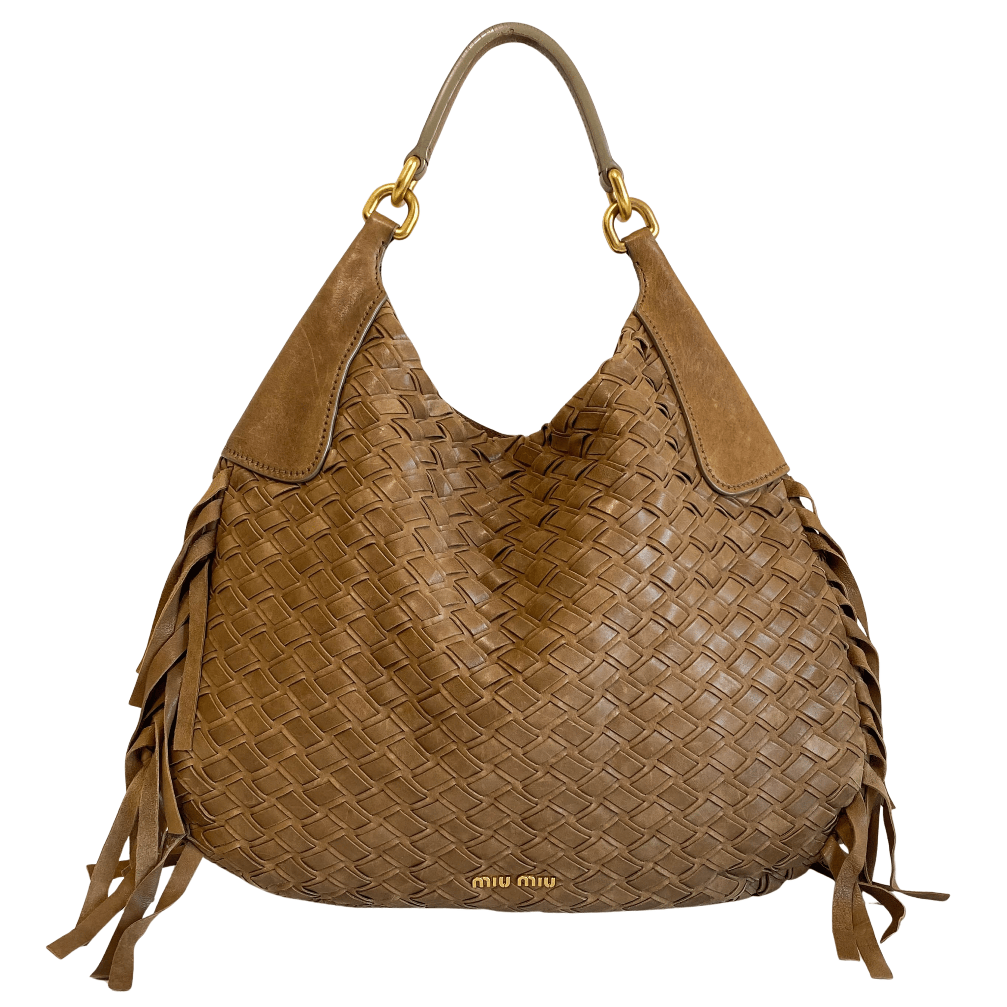 MIU MIU Vintage Brown Intrecciato Leather Shoulder Bag, in , Sold by HIVE PRELOVED - Shoulder Bags, ,