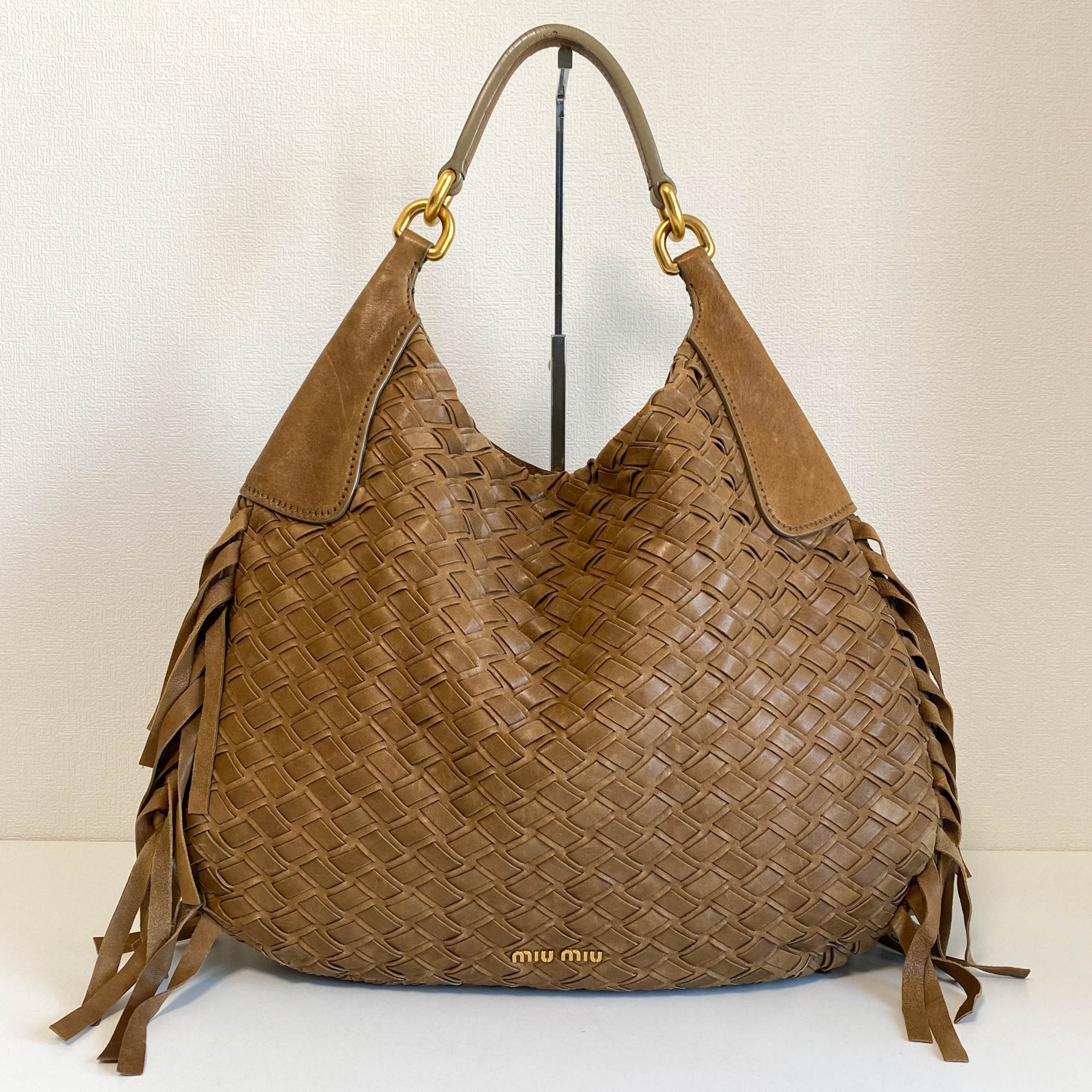 MIU MIU Vintage Brown Intrecciato Leather Shoulder Bag, in , Sold by HIVE PRELOVED - Shoulder Bags, ,