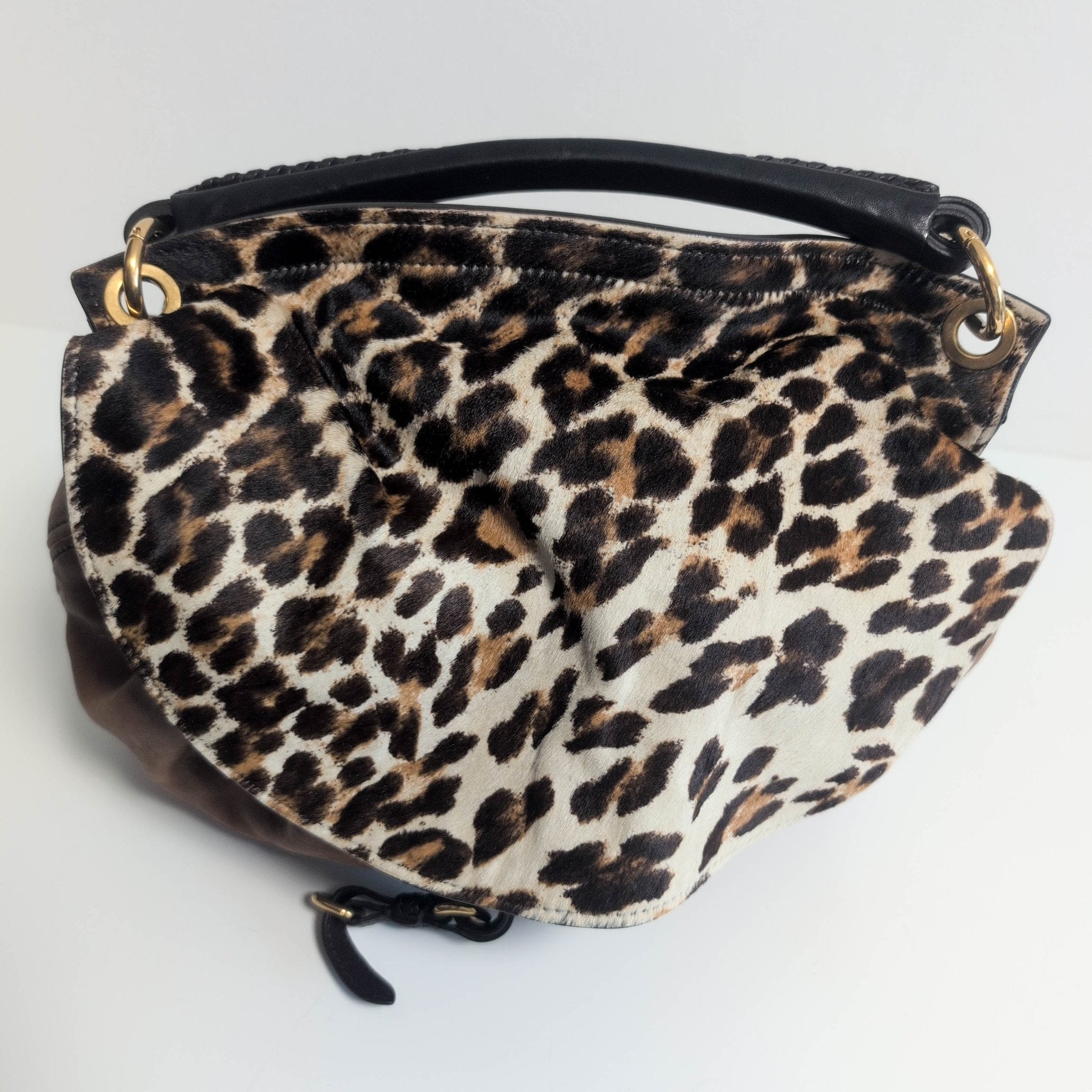 MIU MIU Vintage Brown Leather Leopard Pony Hair Hobo Shoulder Bag, in , Sold by HIVE PRELOVED - Shoulder Bags, ,