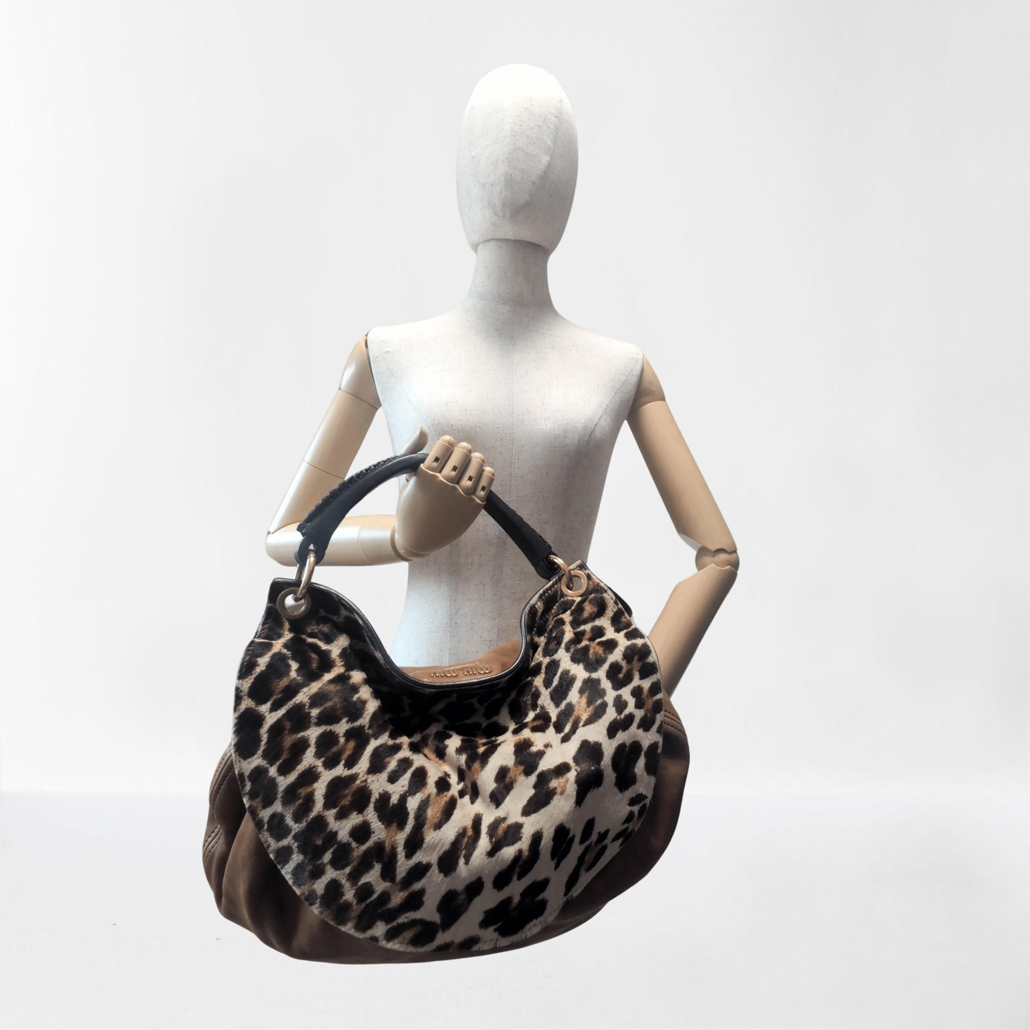 MIU MIU Vintage Brown Leather Leopard Pony Hair Hobo Shoulder Bag, in , Sold by HIVE PRELOVED - Shoulder Bags, ,