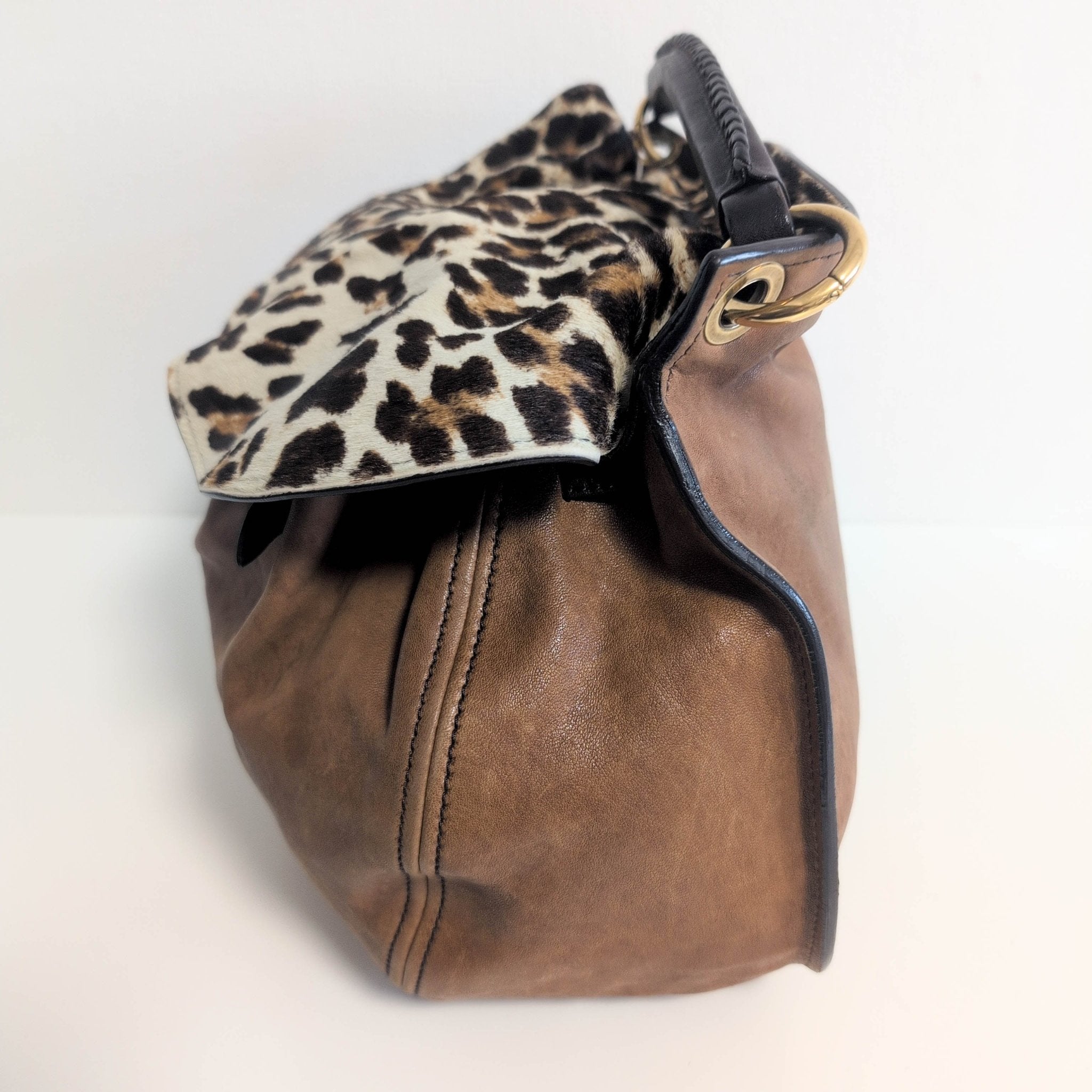 MIU MIU Vintage Brown Leather Leopard Pony Hair Hobo Shoulder Bag, in , Sold by HIVE PRELOVED - Shoulder Bags, ,