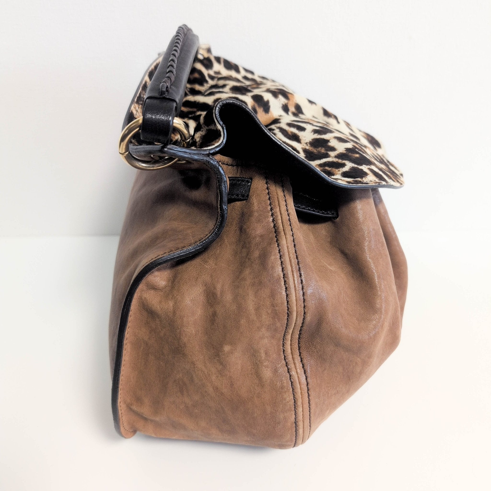 MIU MIU Vintage Brown Leather Leopard Pony Hair Hobo Shoulder Bag, in , Sold by HIVE PRELOVED - Shoulder Bags, ,